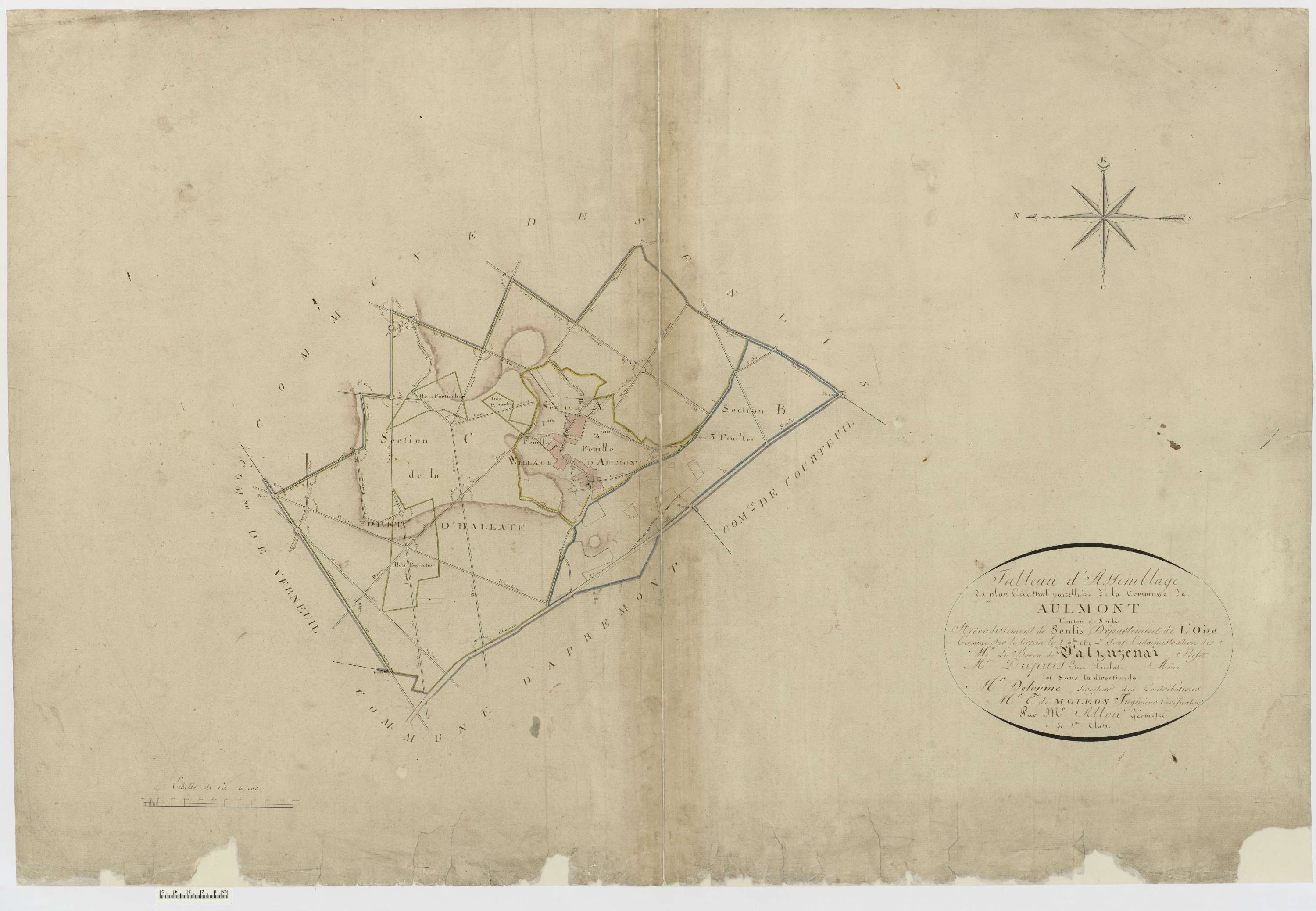 Aumont-en-Halatte - Cadastre napoléonien, tableau d'assemblage