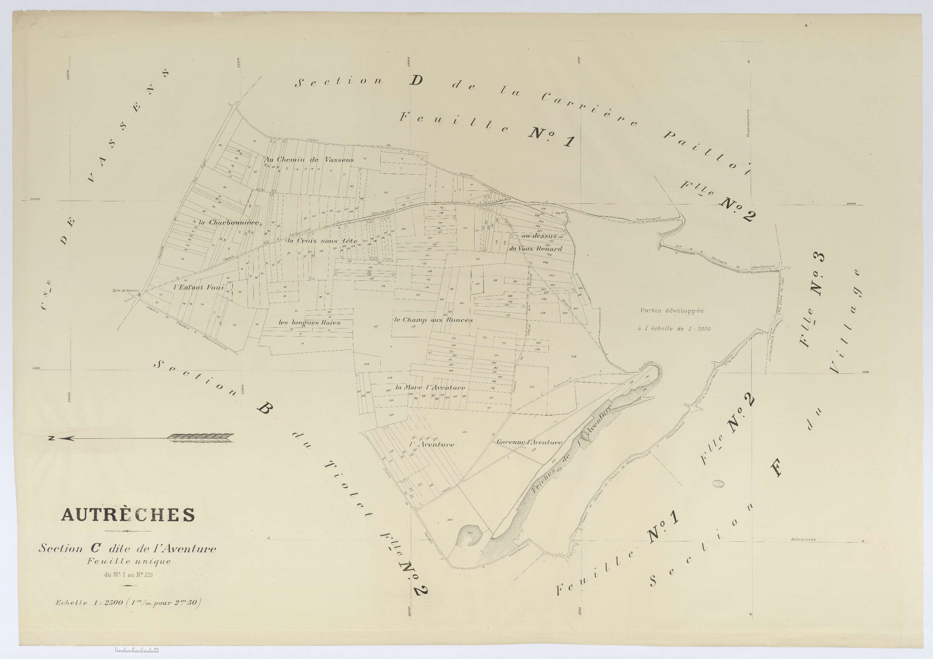 Autrêches - Cadastre napoléonien (copie), section C, feuille unique