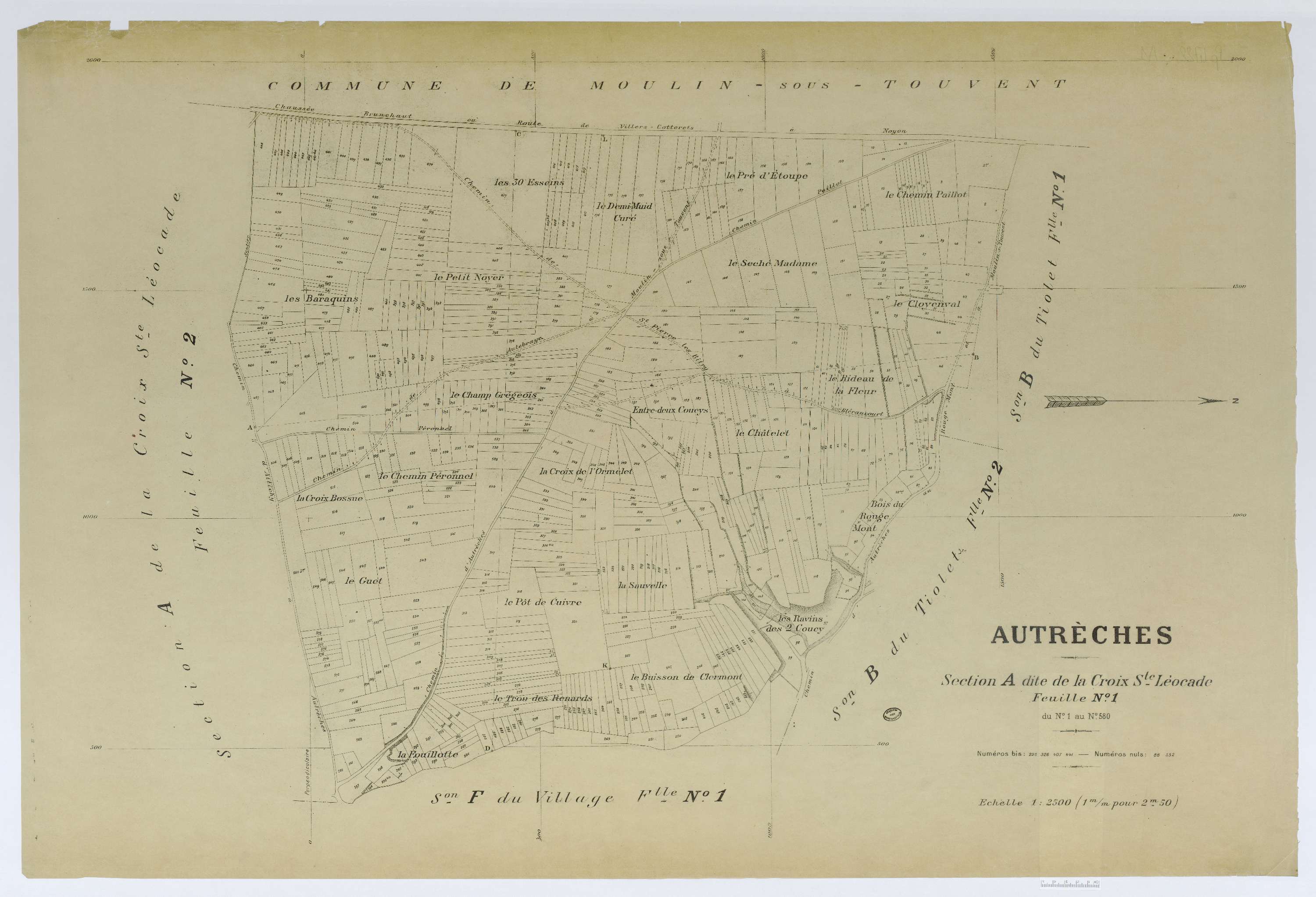 Autrêches - Cadastre napoléonien (copie), section A1, copie calque