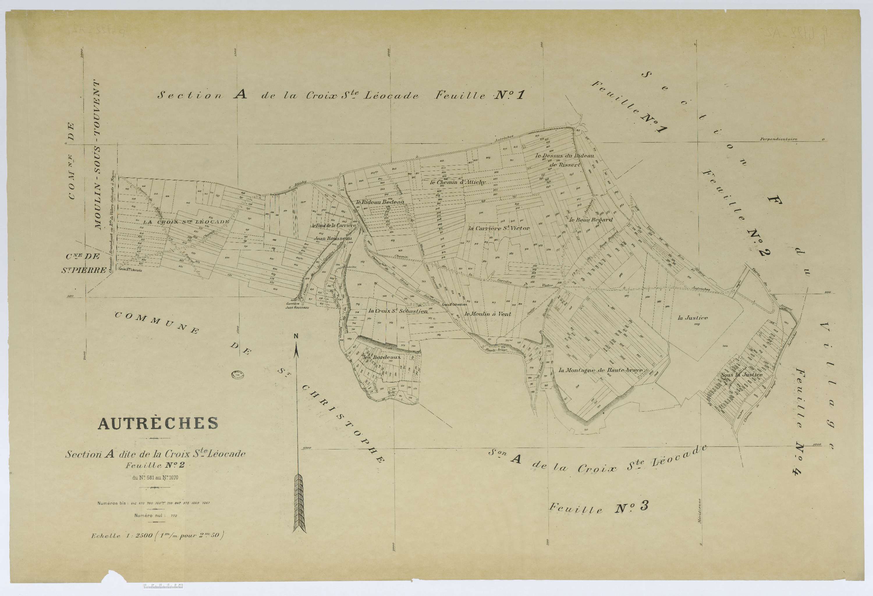 Autrêches - Cadastre napoléonien (copie), section A2, copie calque