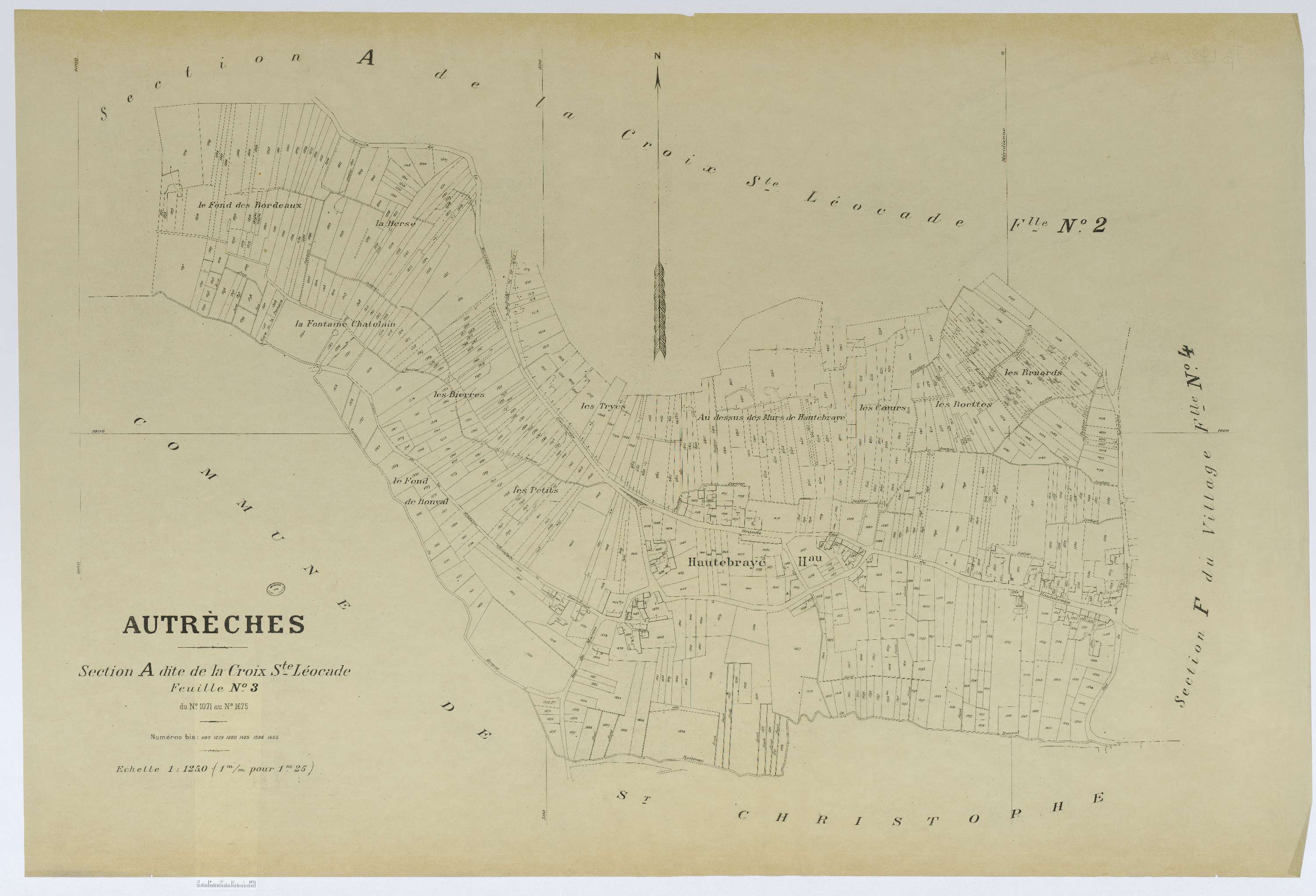 Autrêches - Cadastre napoléonien (copie), section A3, copie calque