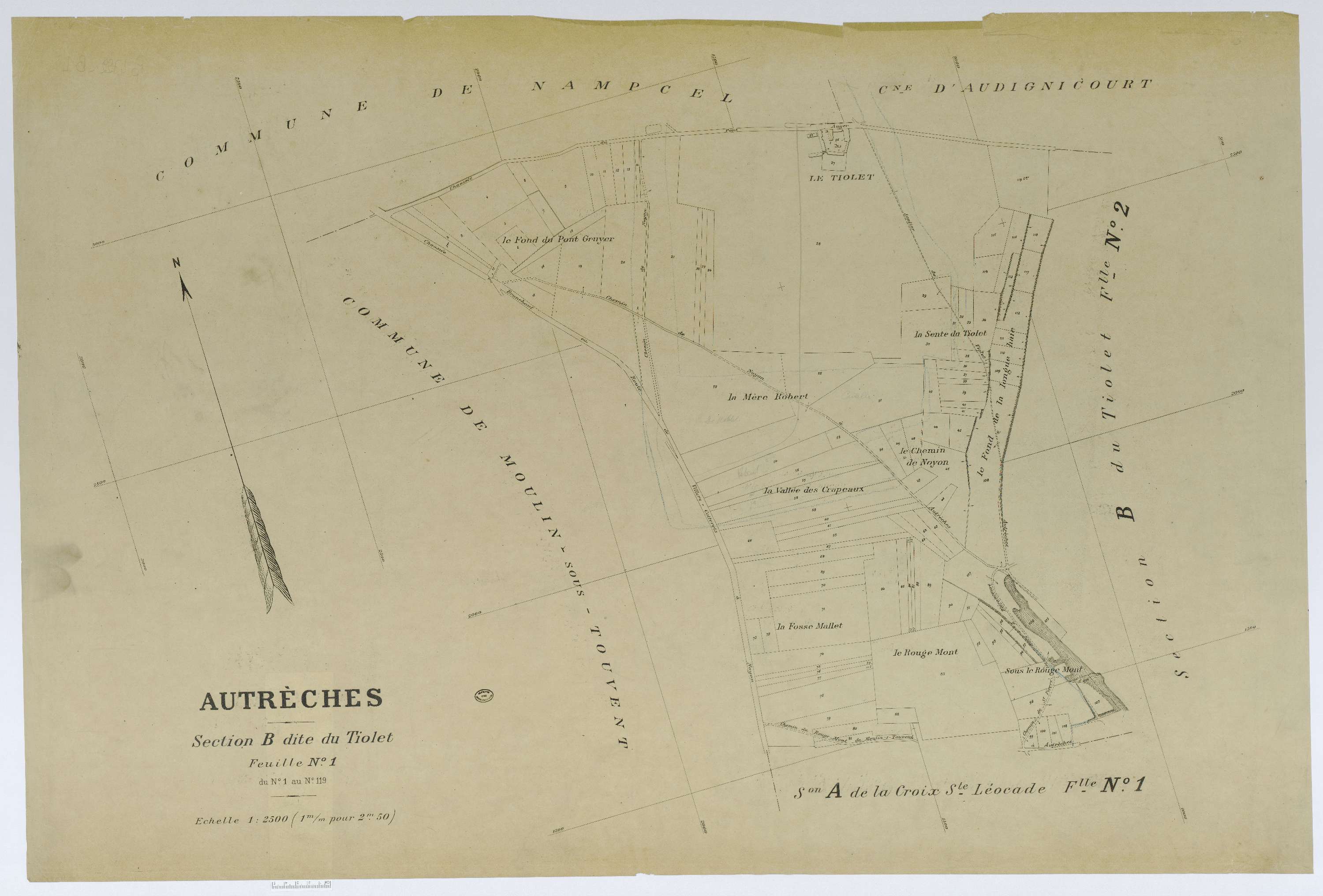 Autrêches - Cadastre napoléonien (copie), section B1, copie calque