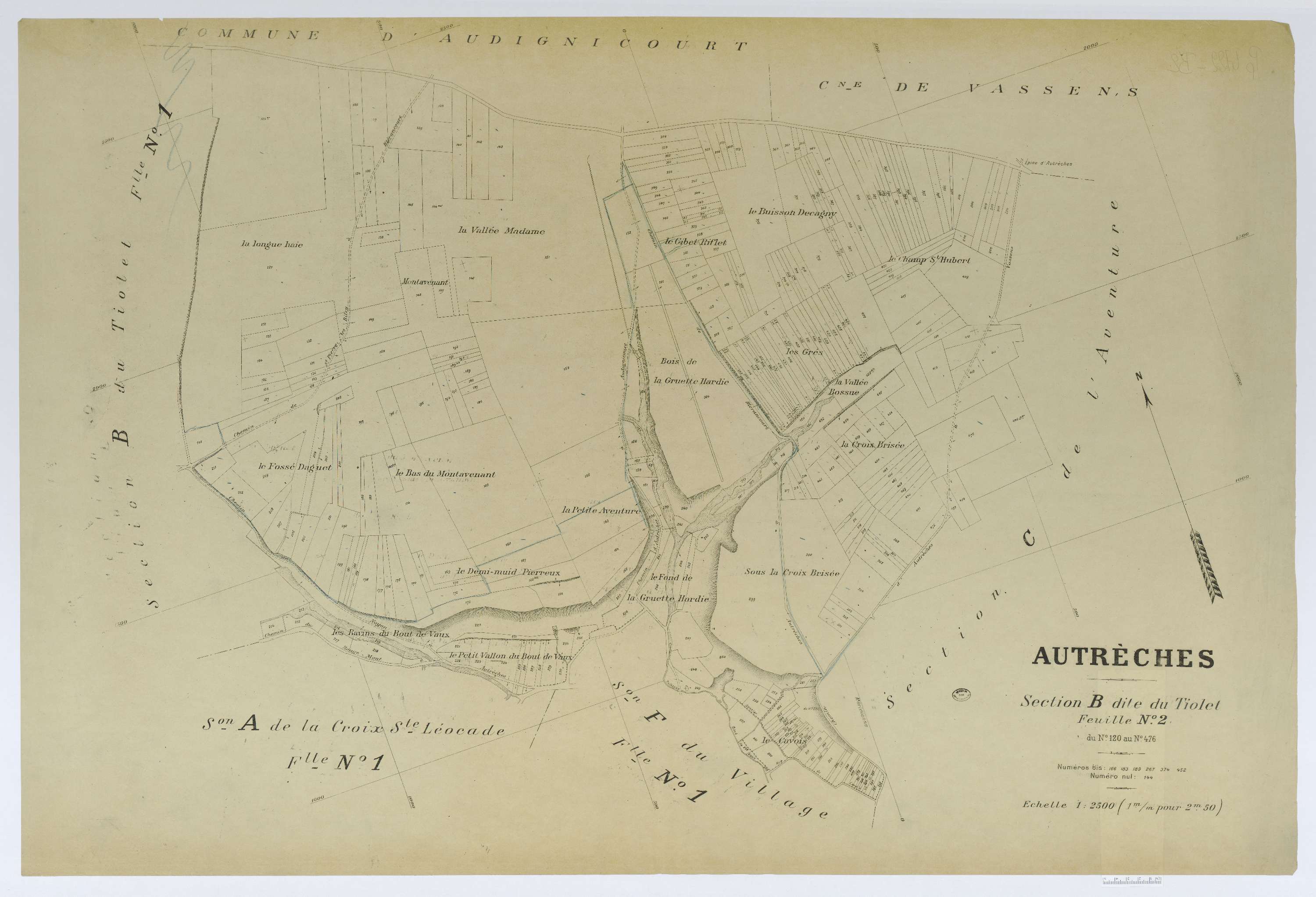 Autrêches - Cadastre napoléonien (copie), section B2, copie calque