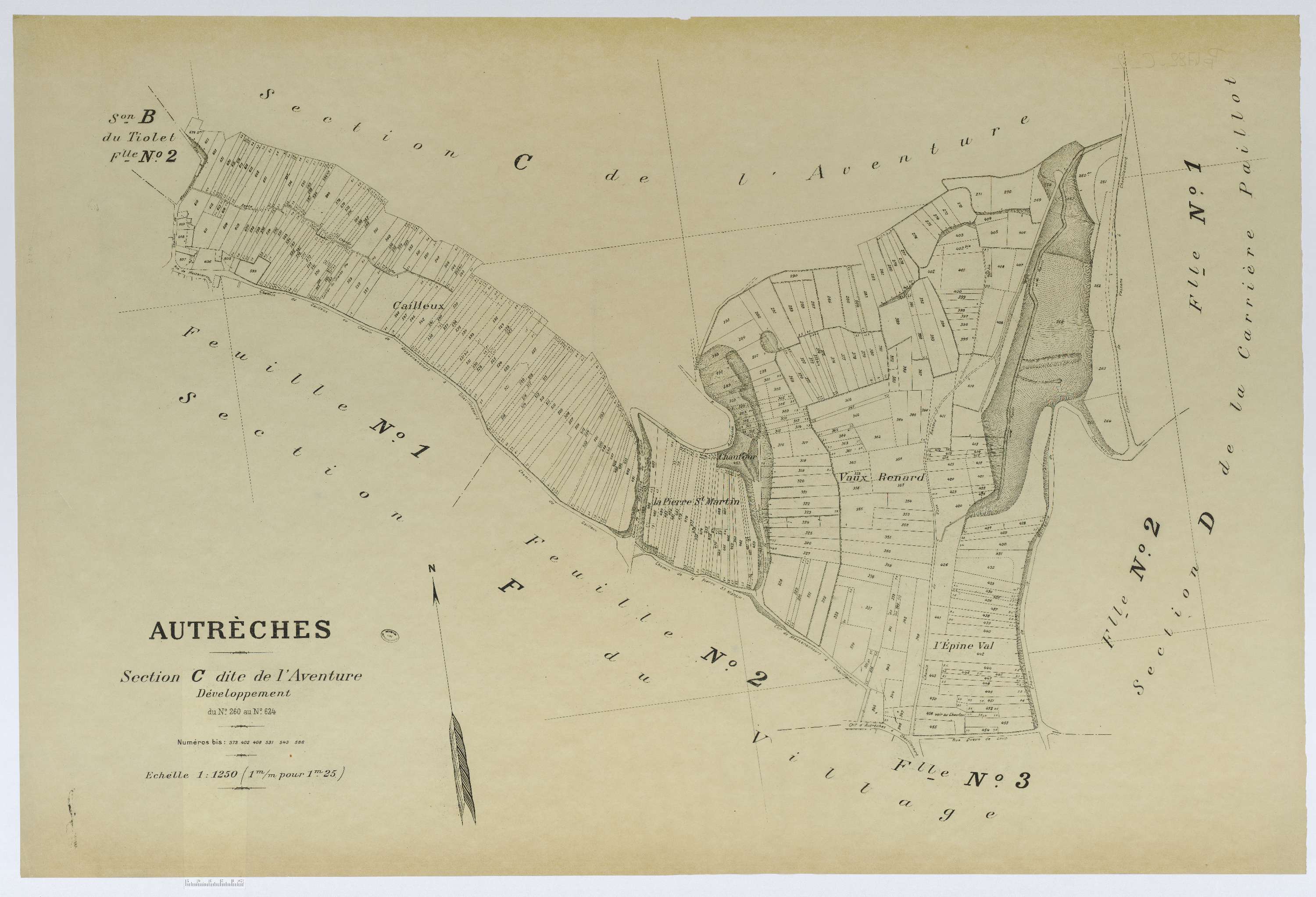 Autrêches - Cadastre napoléonien (copie), développement de la section C, copie calque