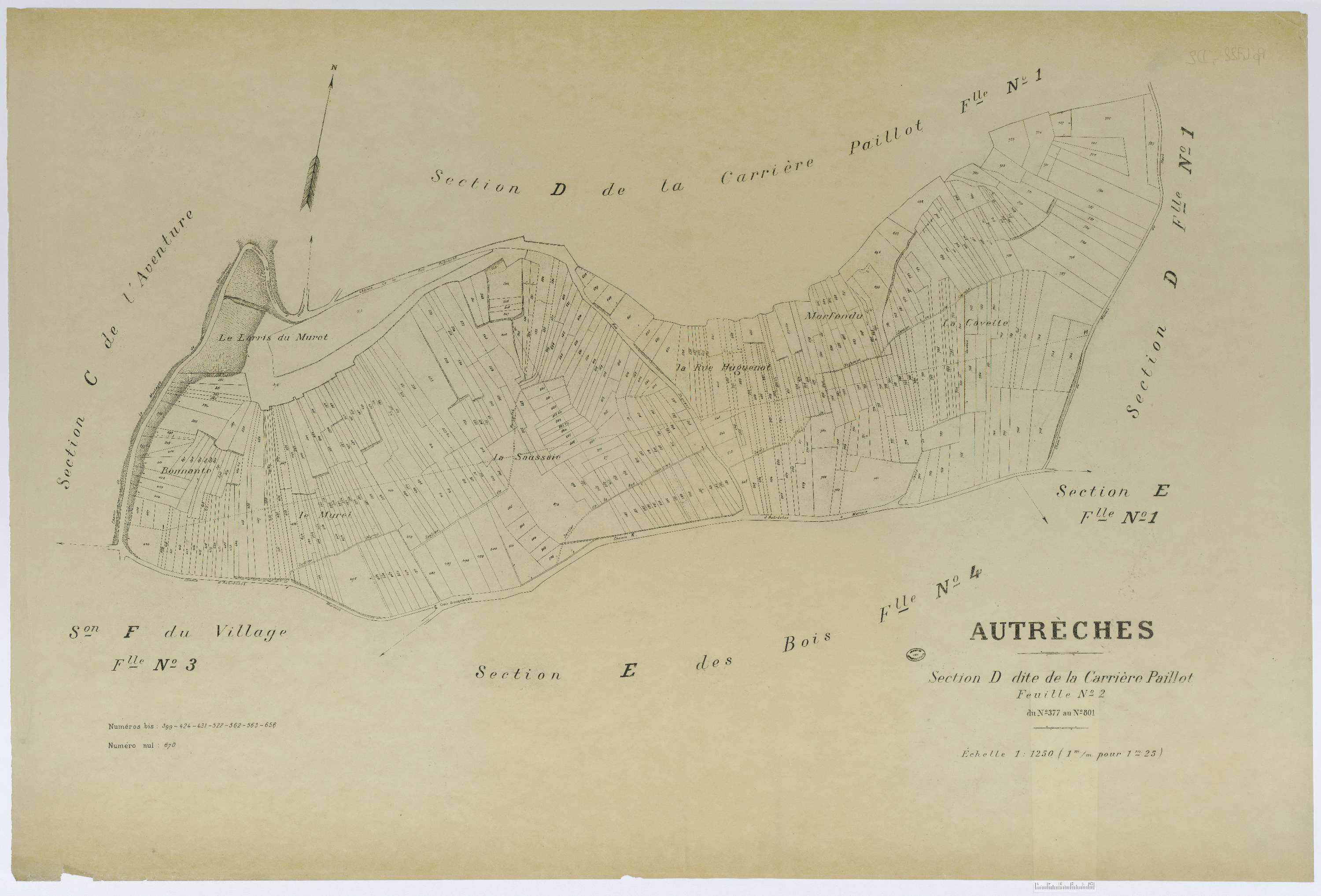 Autrêches - Cadastre napoléonien (copie), section D2, copie calque