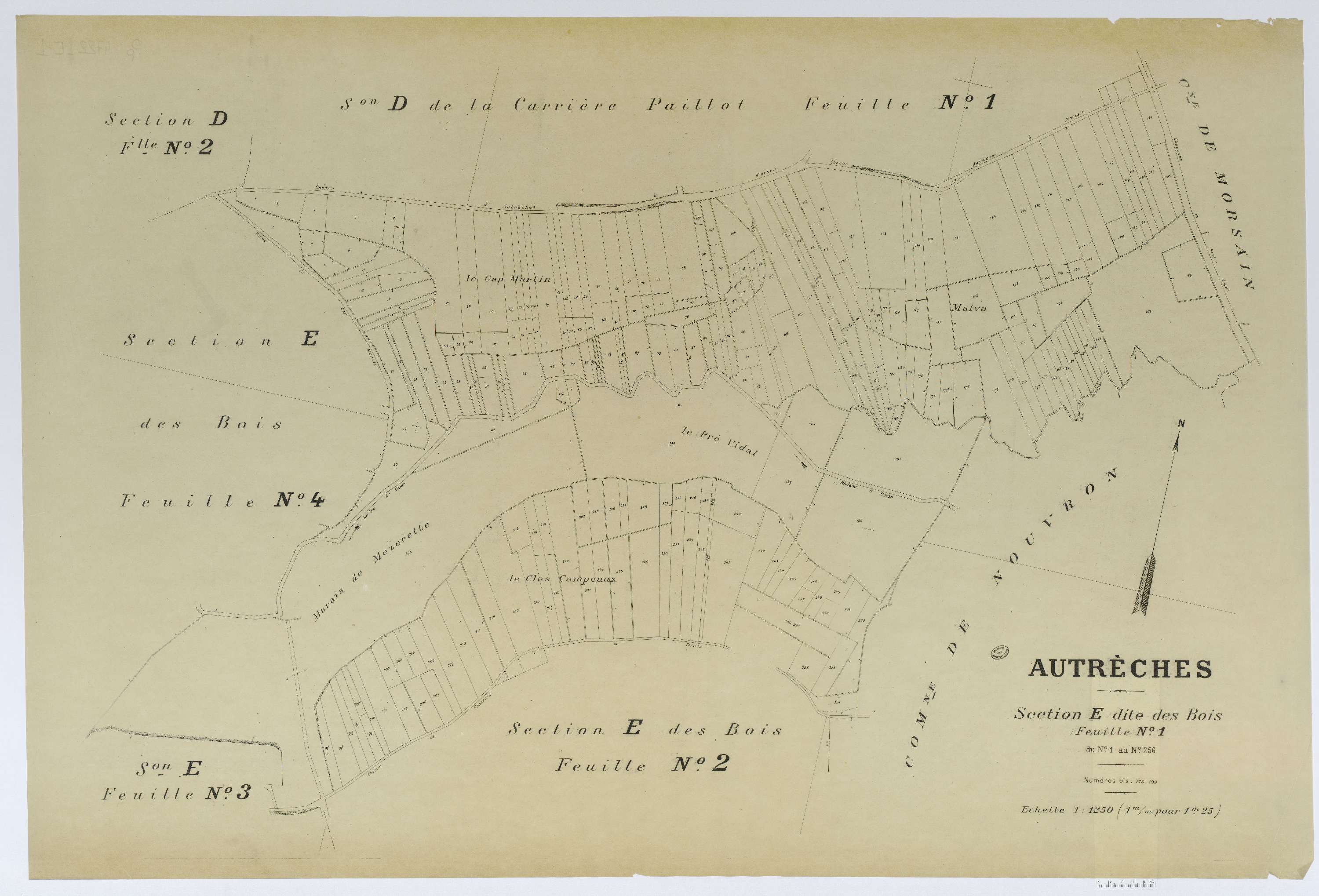 Autrêches - Cadastre napoléonien (copie), section E1, copie calque