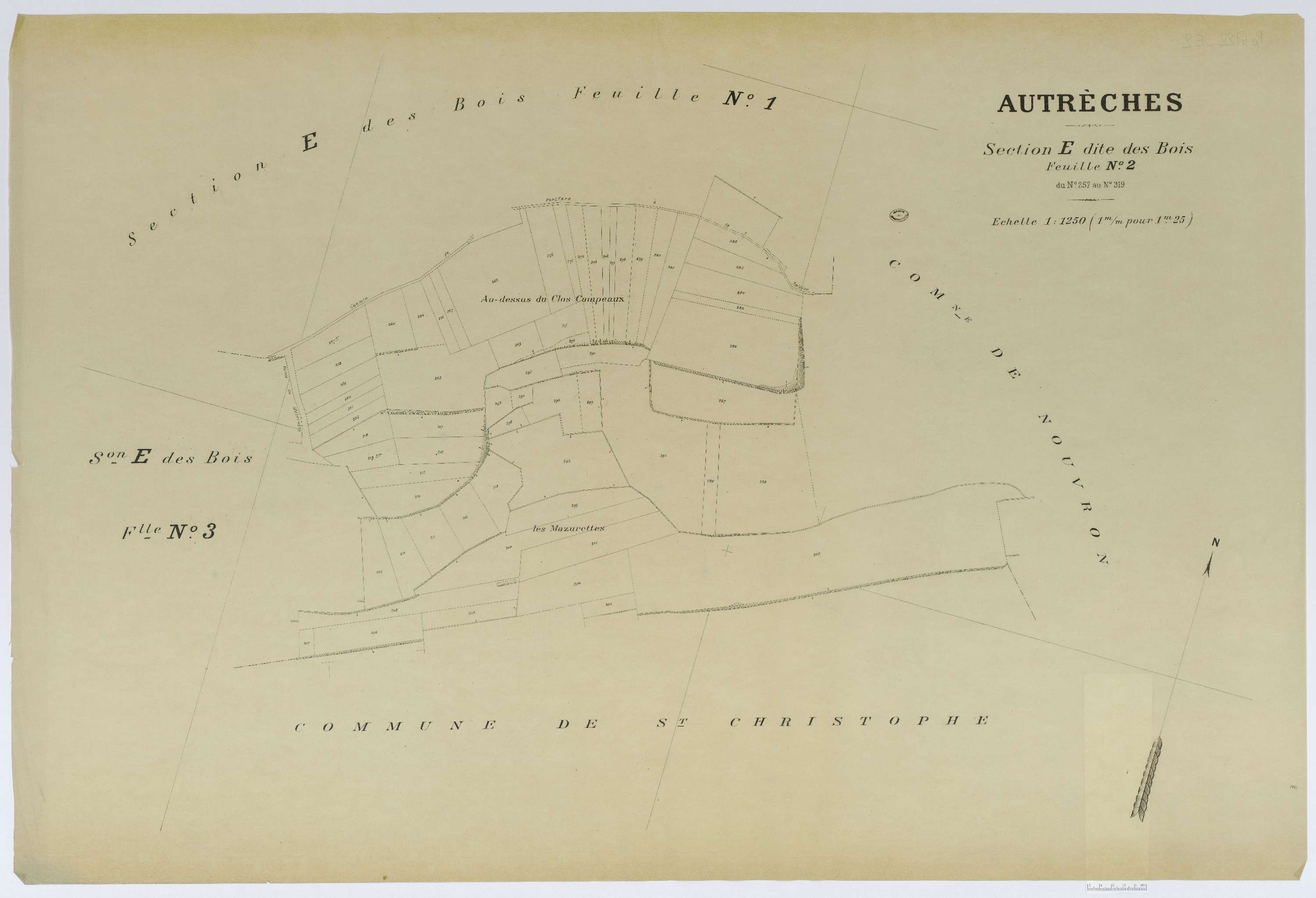 Autrêches - Cadastre napoléonien (copie), section E2, copie calque