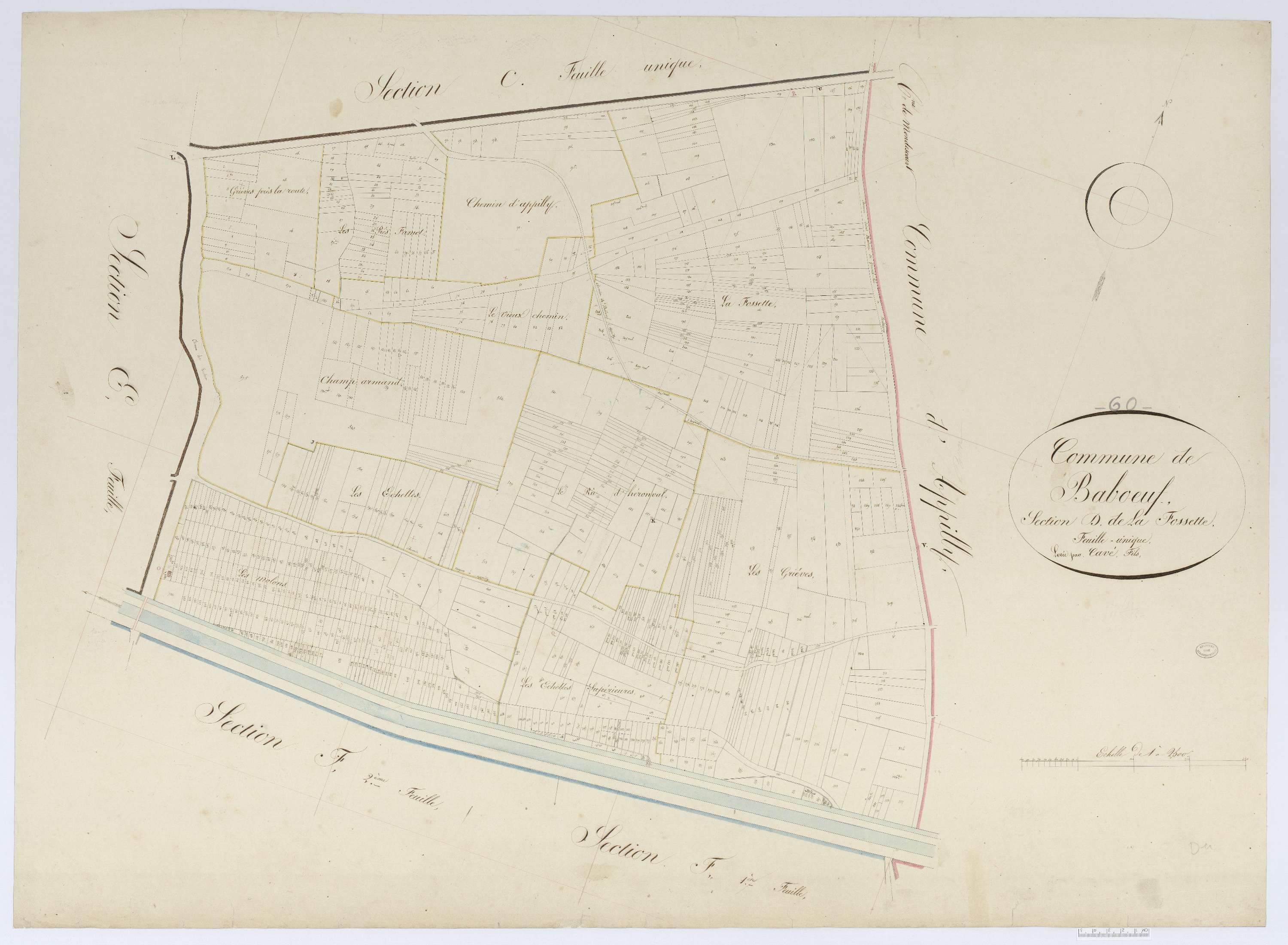 Babœuf - Cadastre napoléonien, section D, feuille unique