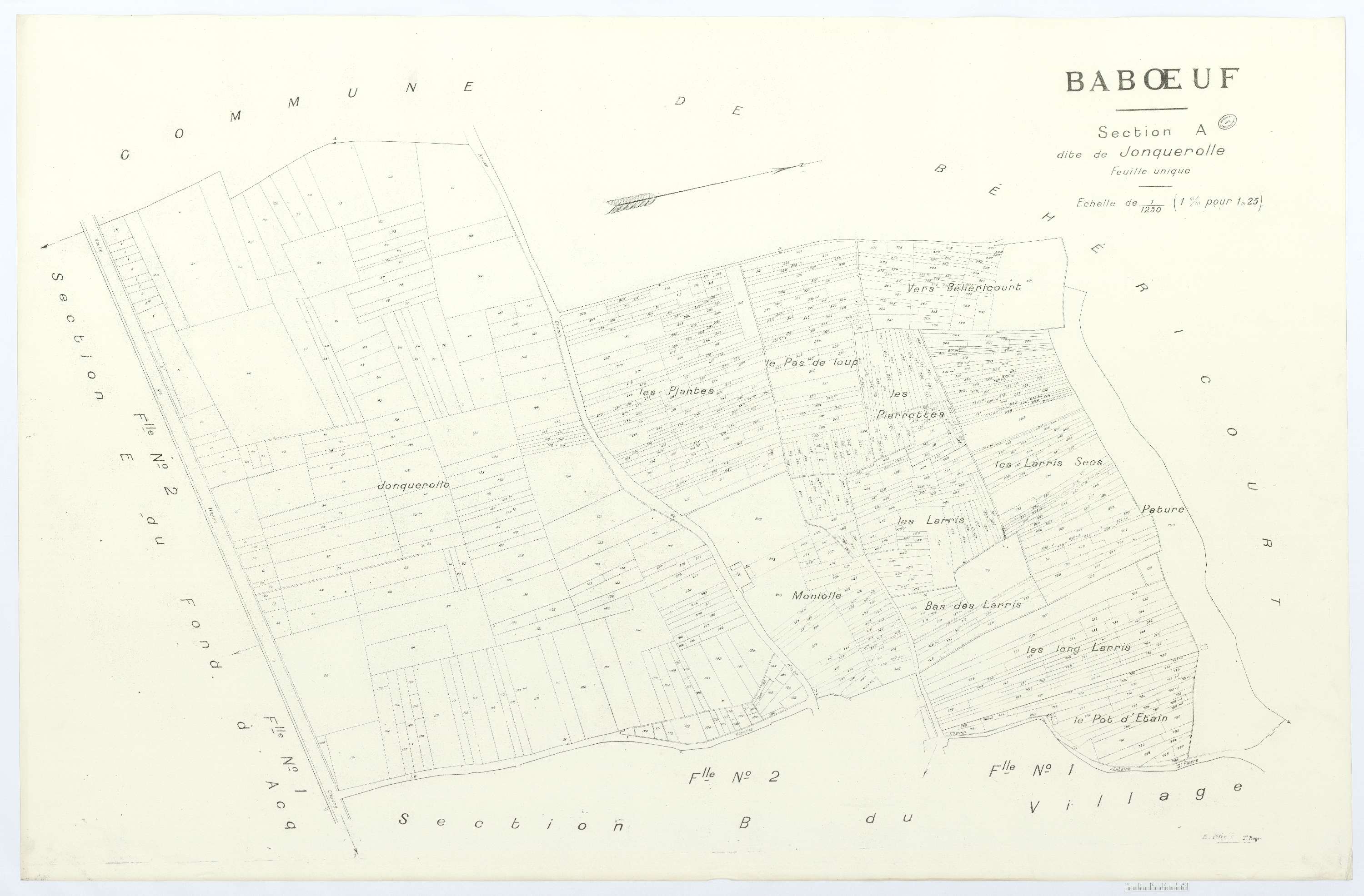 Babœuf - Cadastre napoléonien (copie), section A, feuille unique
