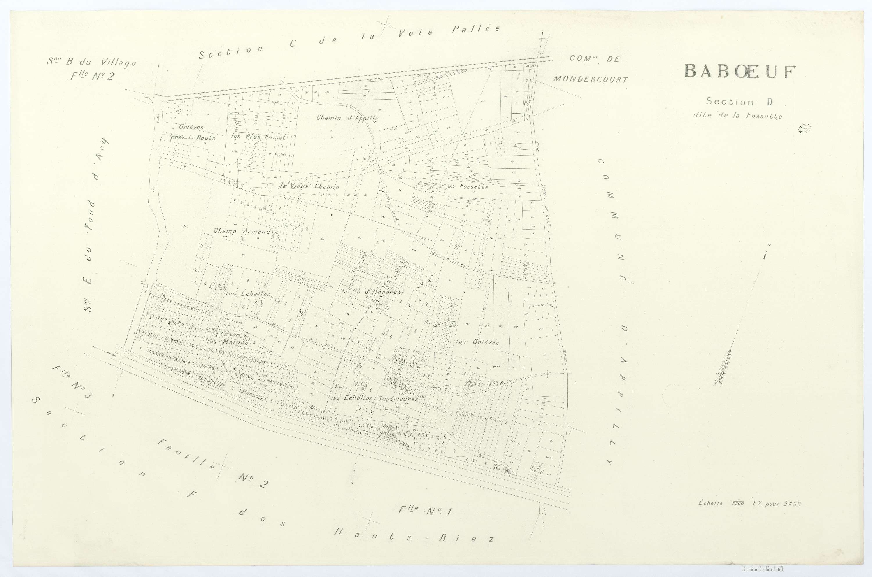Babœuf - Cadastre napoléonien (copie), section D, feuille unique