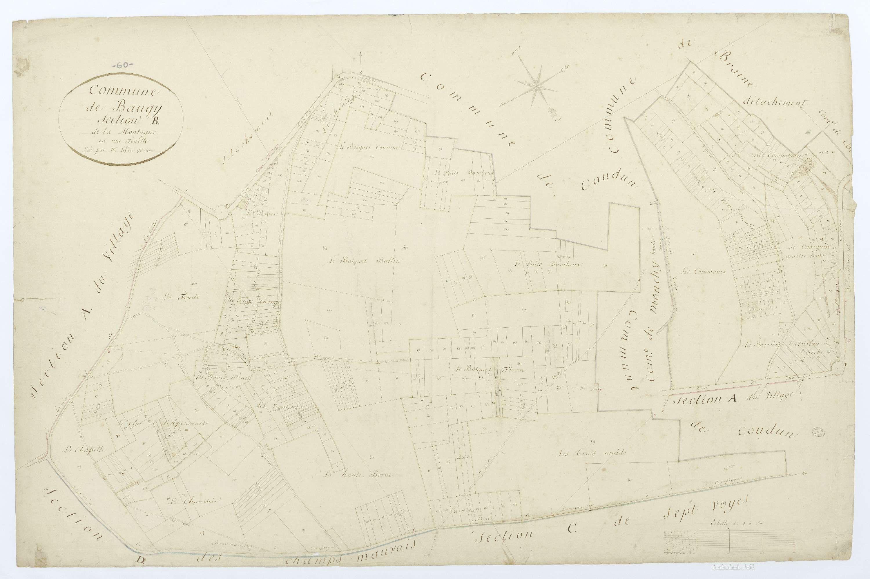 Baugy - Cadastre napoléonien, section B, feuille unique