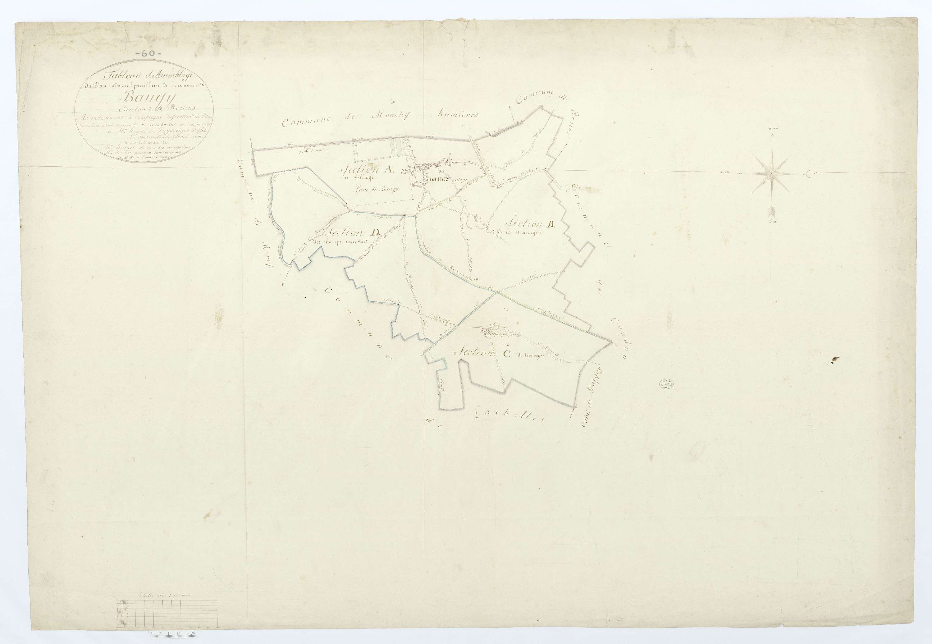 Baugy - Cadastre napoléonien, tableau d'assemblage