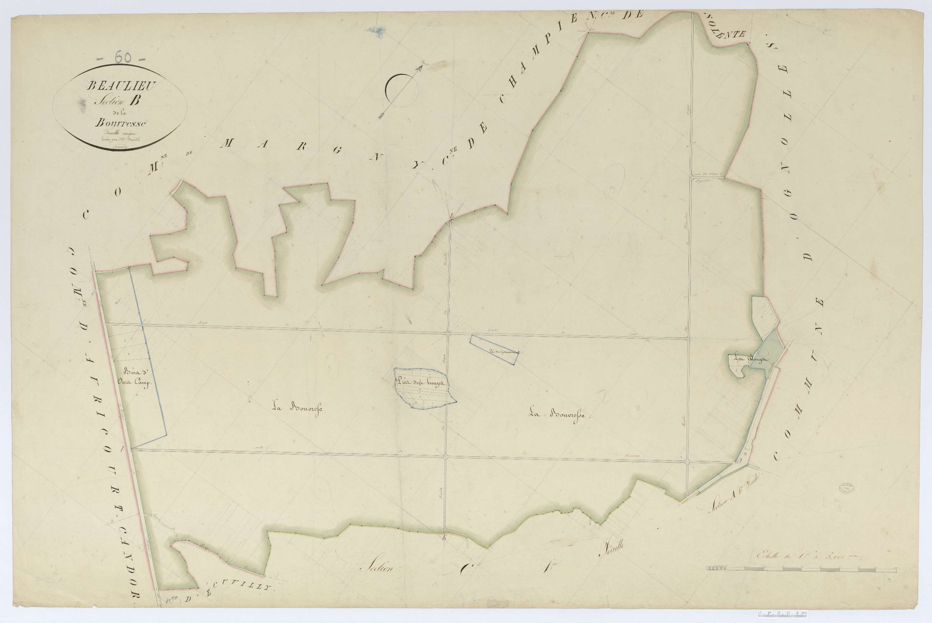 Beaulieu-les-Fontaines - Cadastre napoléonien, section B, feuille unique