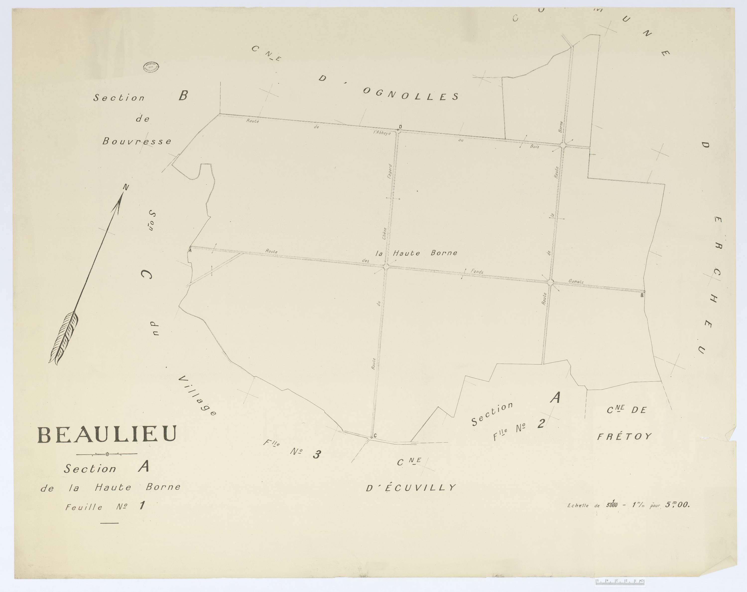 Beaulieu-les-Fontaines - Cadastre napoléonien (copie), section A1