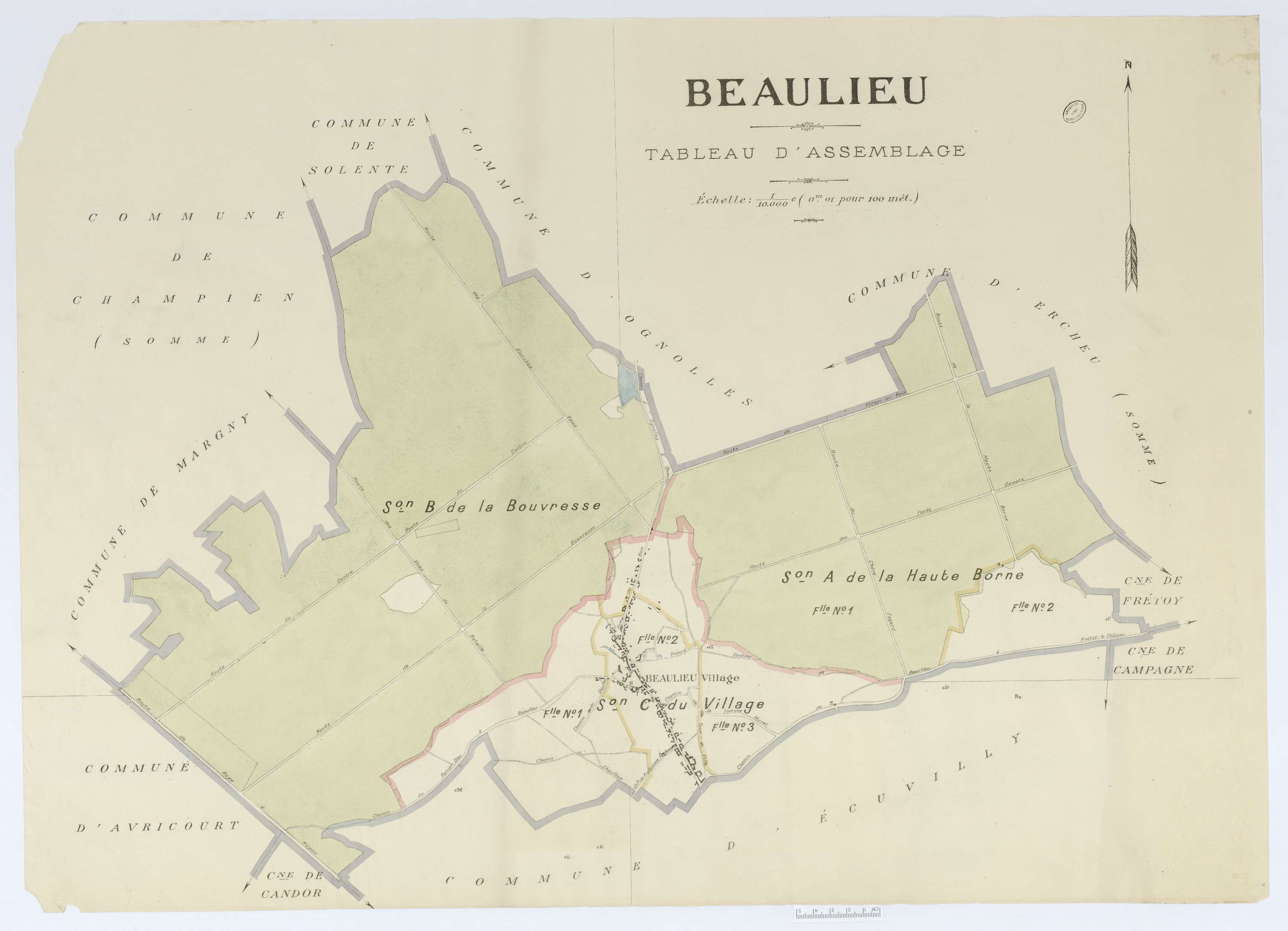 Beaulieu-les-Fontaines - Cadastre napoléonien (copie), tableau d'assemblage