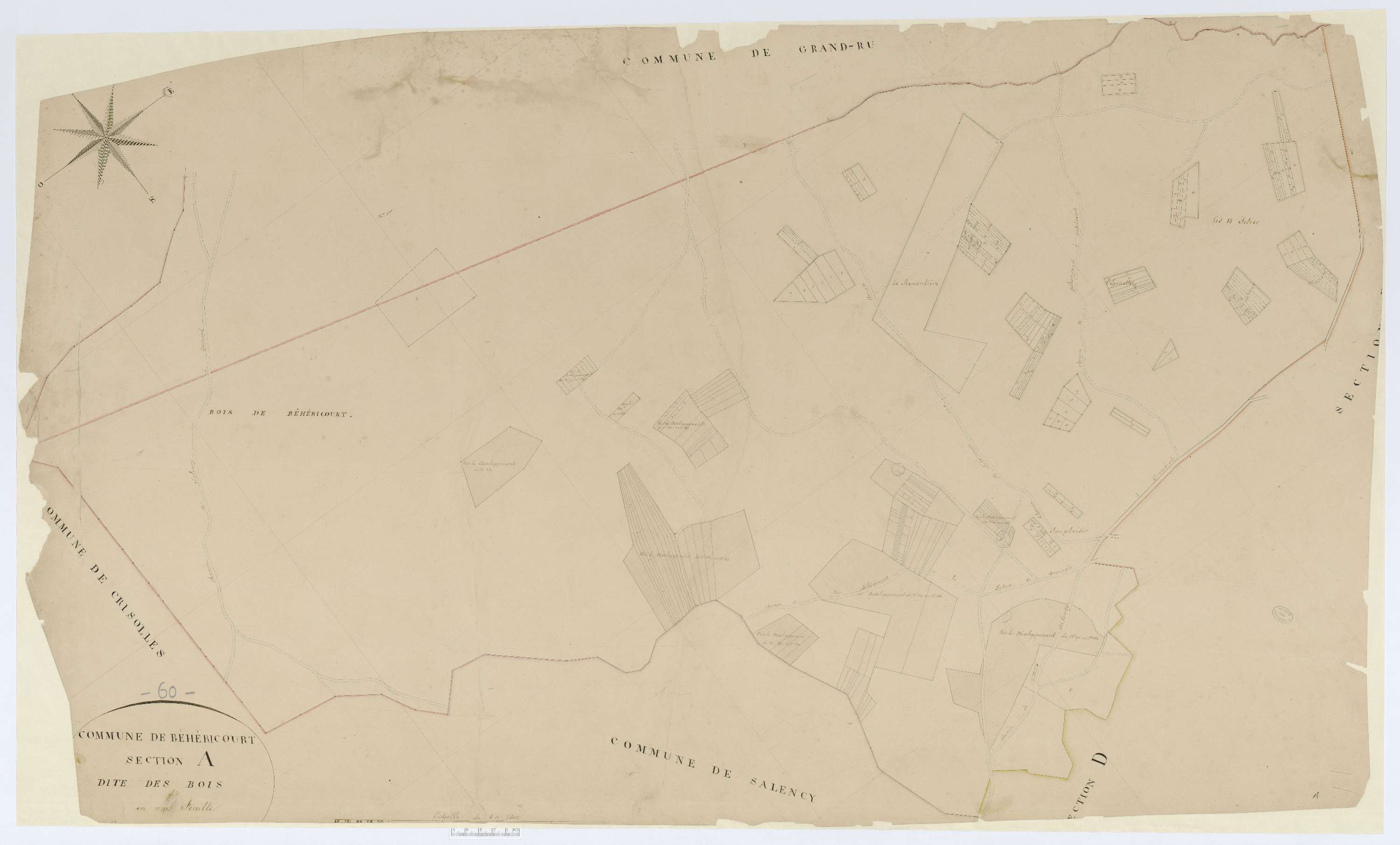 Béhéricourt - Cadastre napoléonien, section A, feuille unique