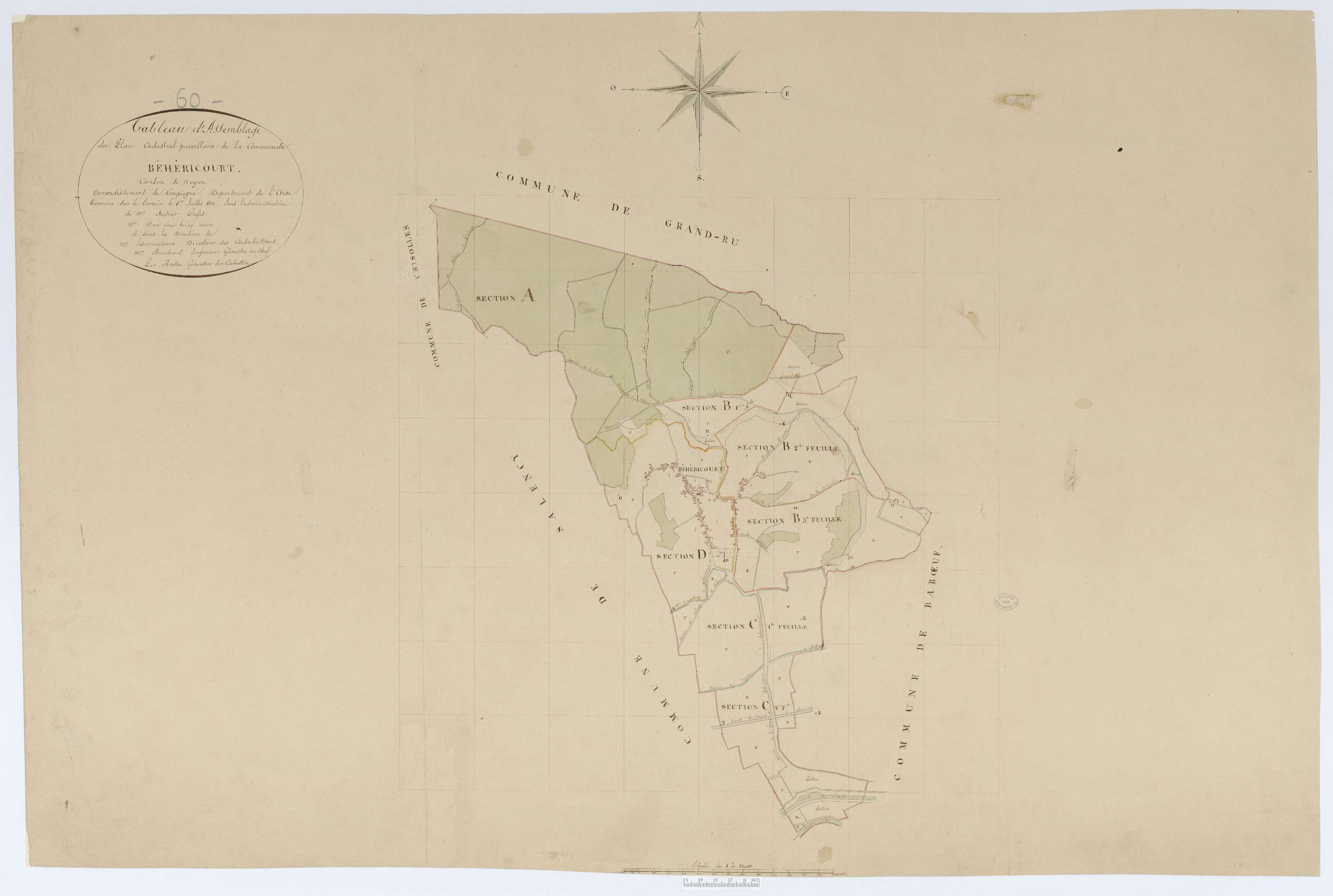 Béhéricourt - Cadastre napoléonien, tableau d'assemblage