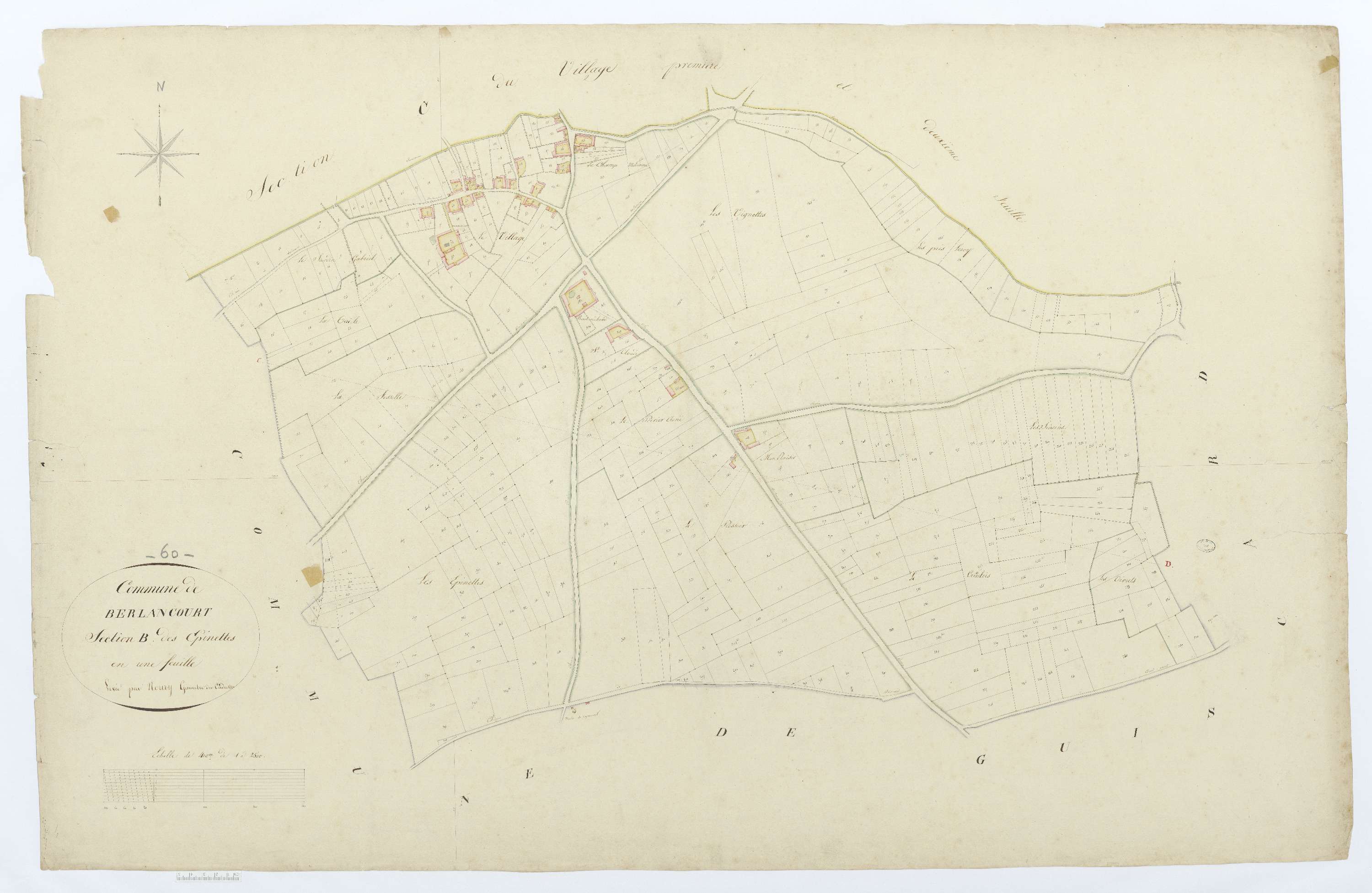 Berlancourt - Cadastre napoléonien, section B, feuille unique