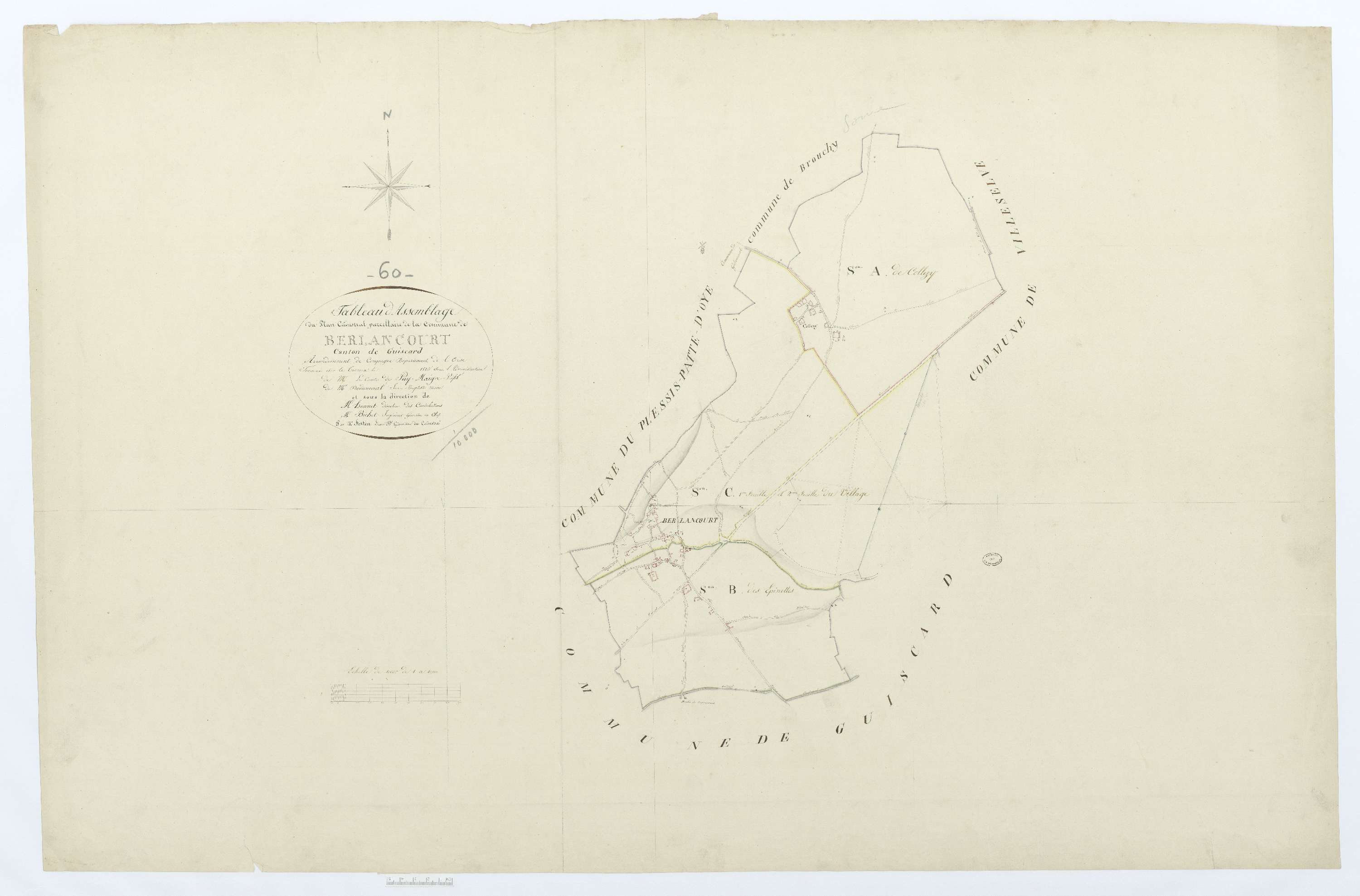 Berlancourt - Cadastre napoléonien, tableau d'assemblage