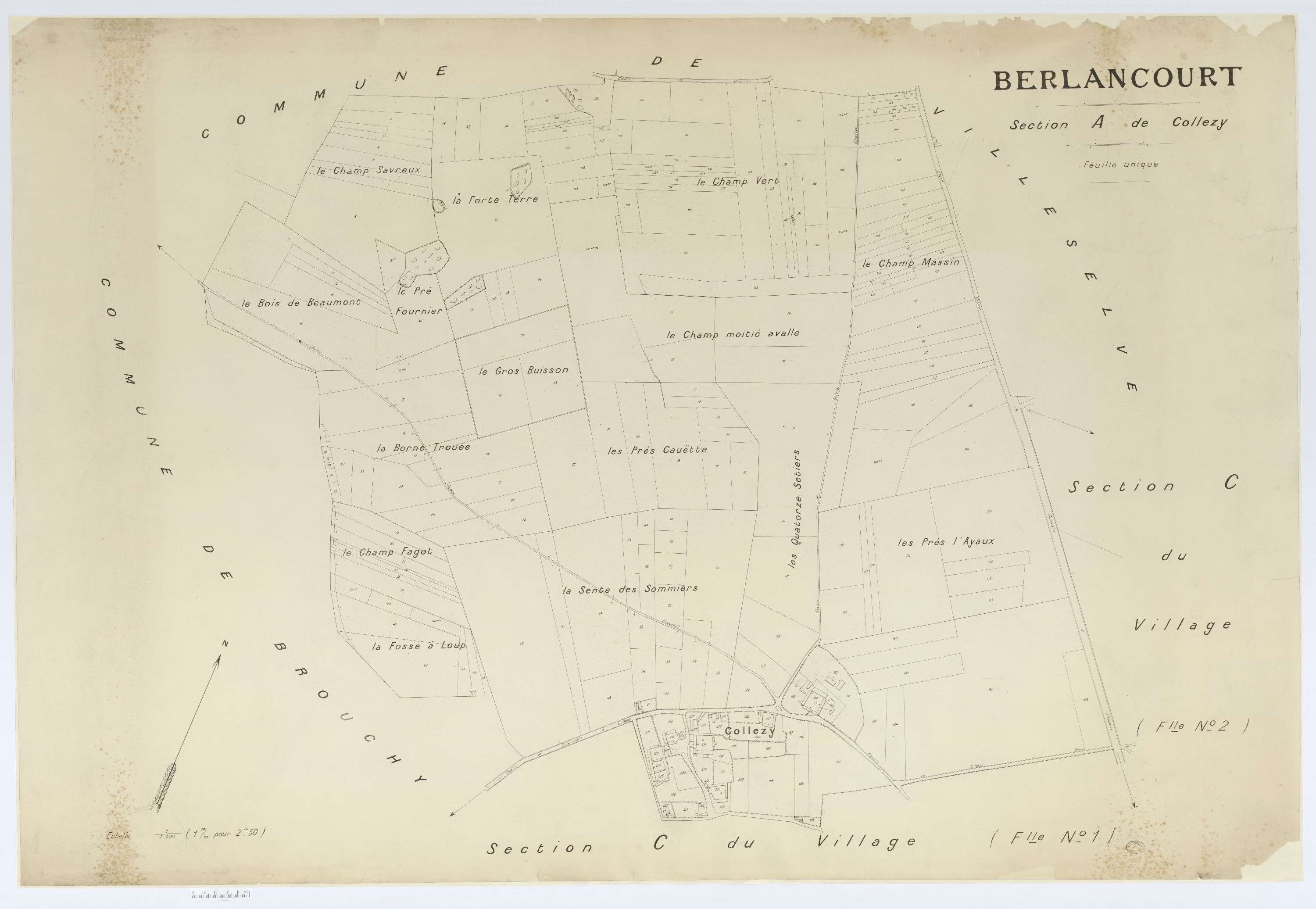 Berlancourt - Cadastre napoléonien (copie), section A, feuille unique