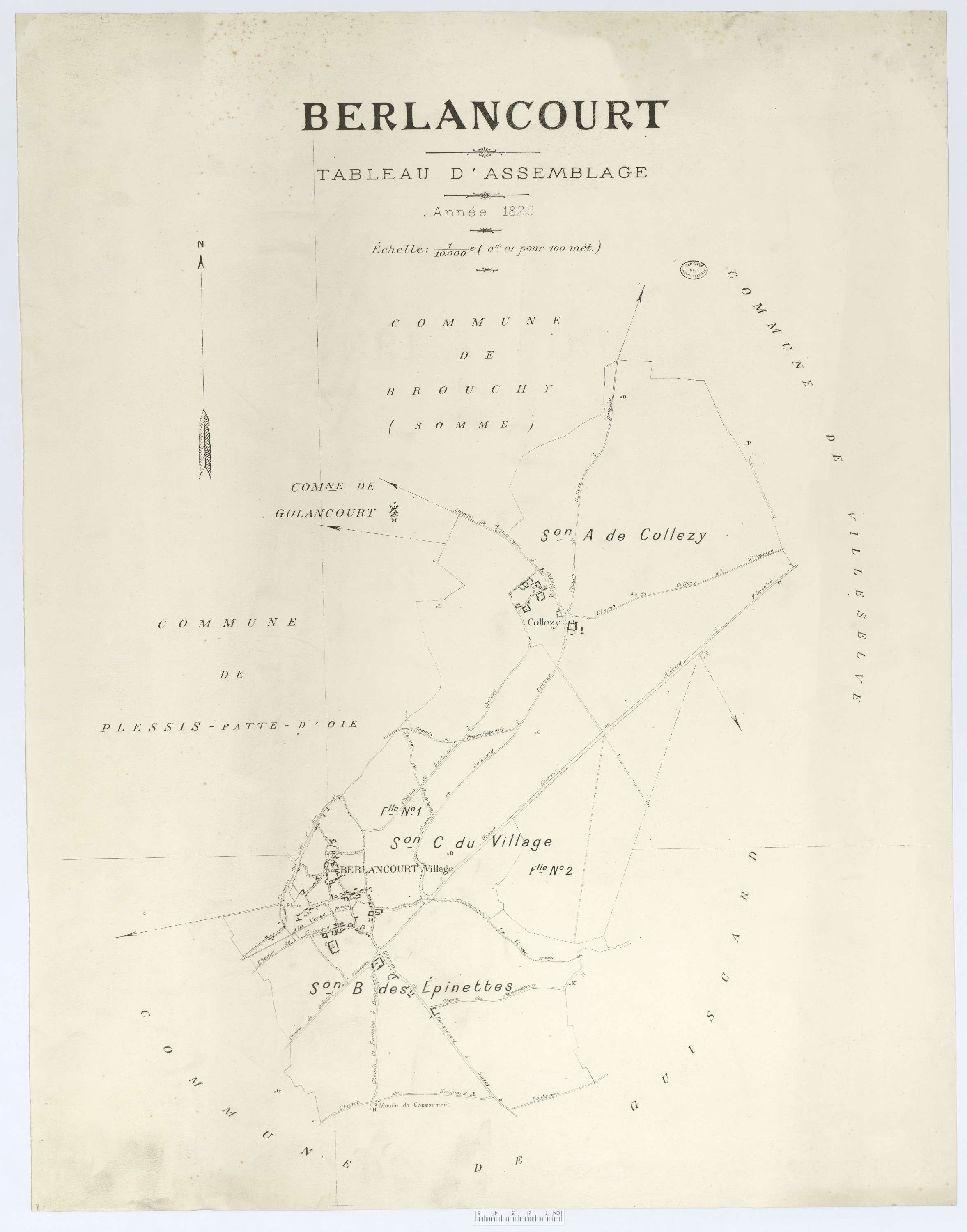 Berlancourt - Cadastre napoléonien (copie), tableau d'assemblage