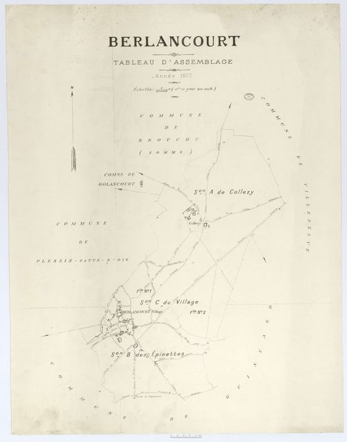 Berlancourt - Cadastre napoléonien (copie), tableau d'assemblage