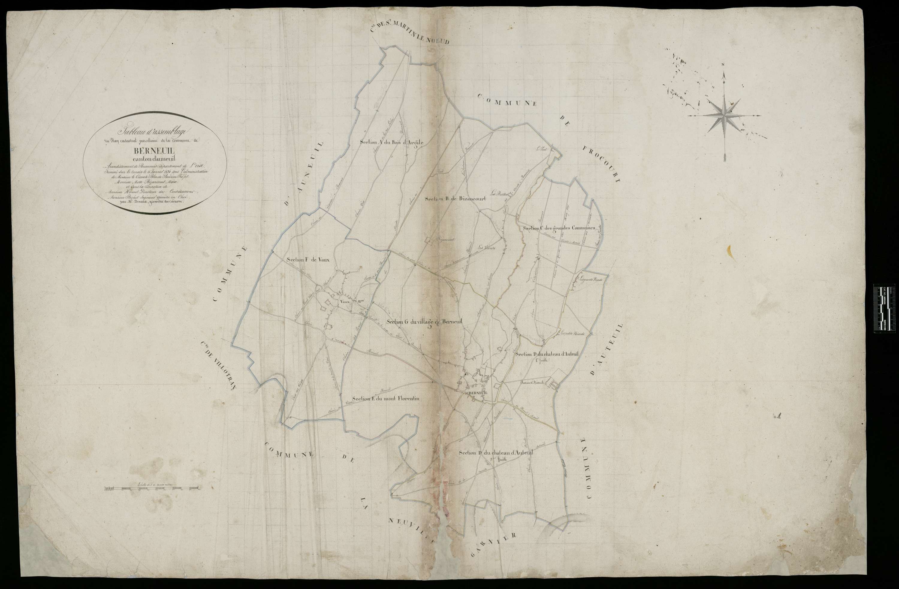 Berneuil-en-Bray - Cadastre napoléonien, tableau d'assemblage