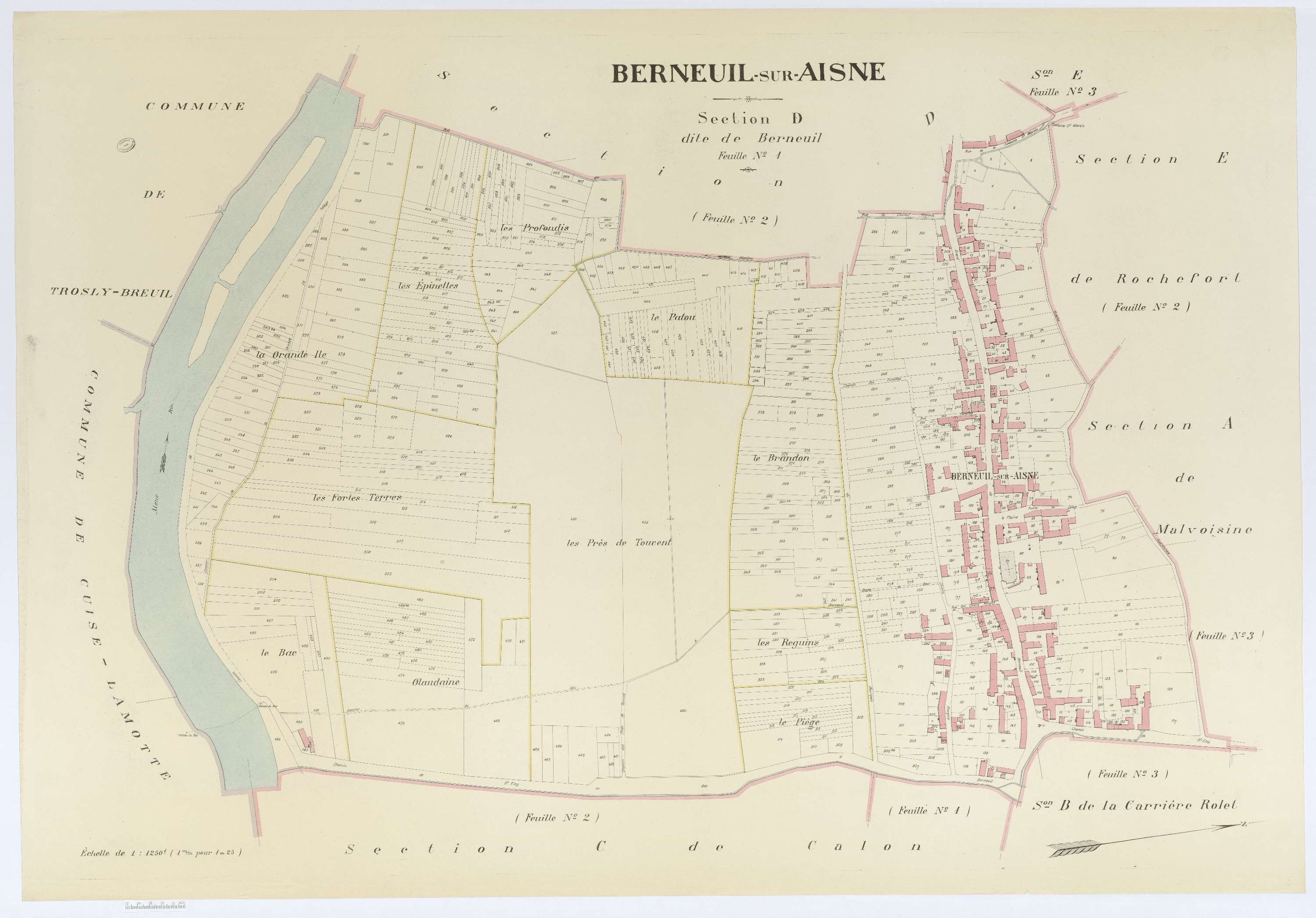 Berneuil-sur-Aisne - Cadastre napoléonien (copie), section D1