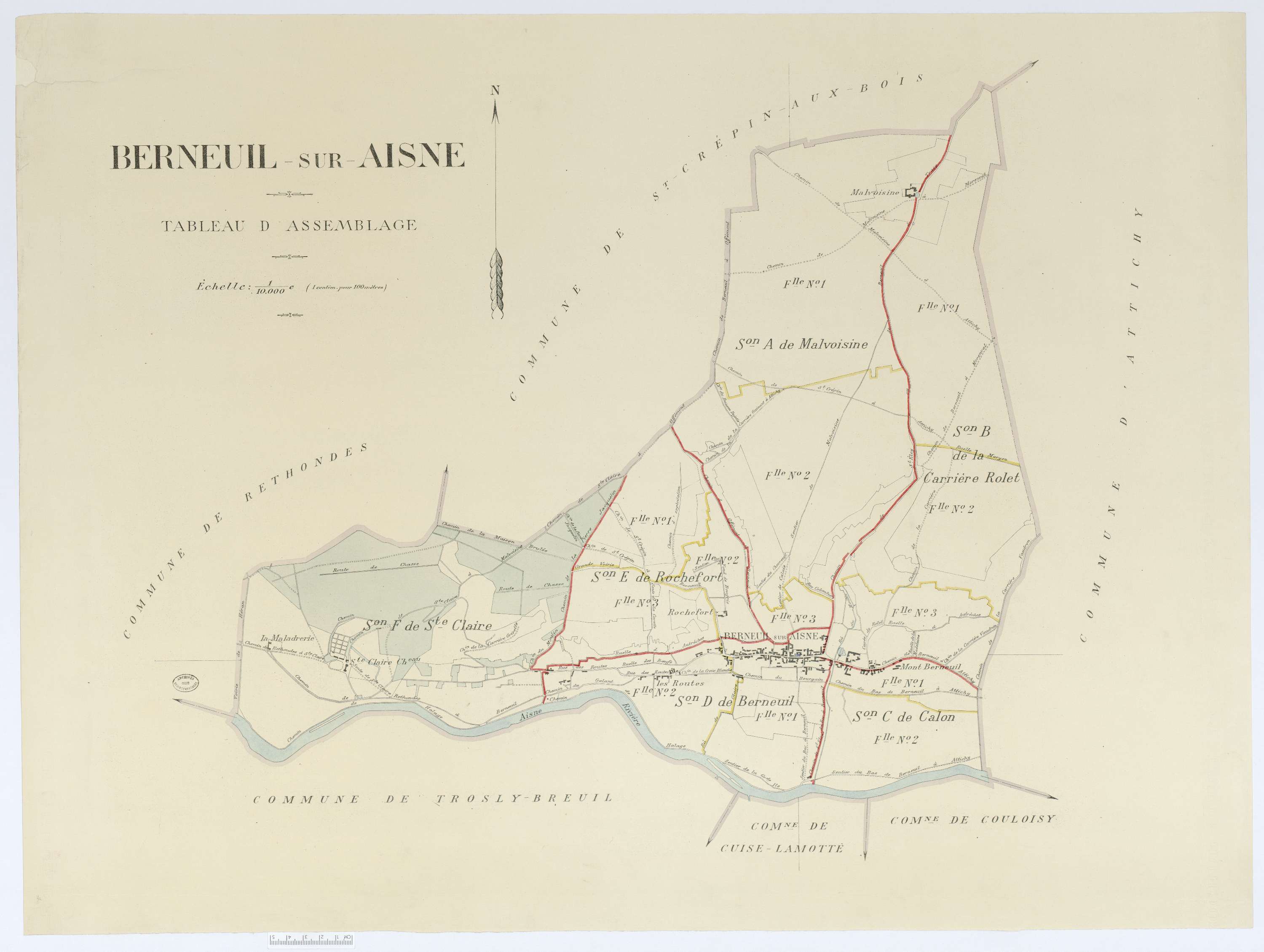 Berneuil-sur-Aisne - Cadastre napoléonien (copie), tableau d'assemblage