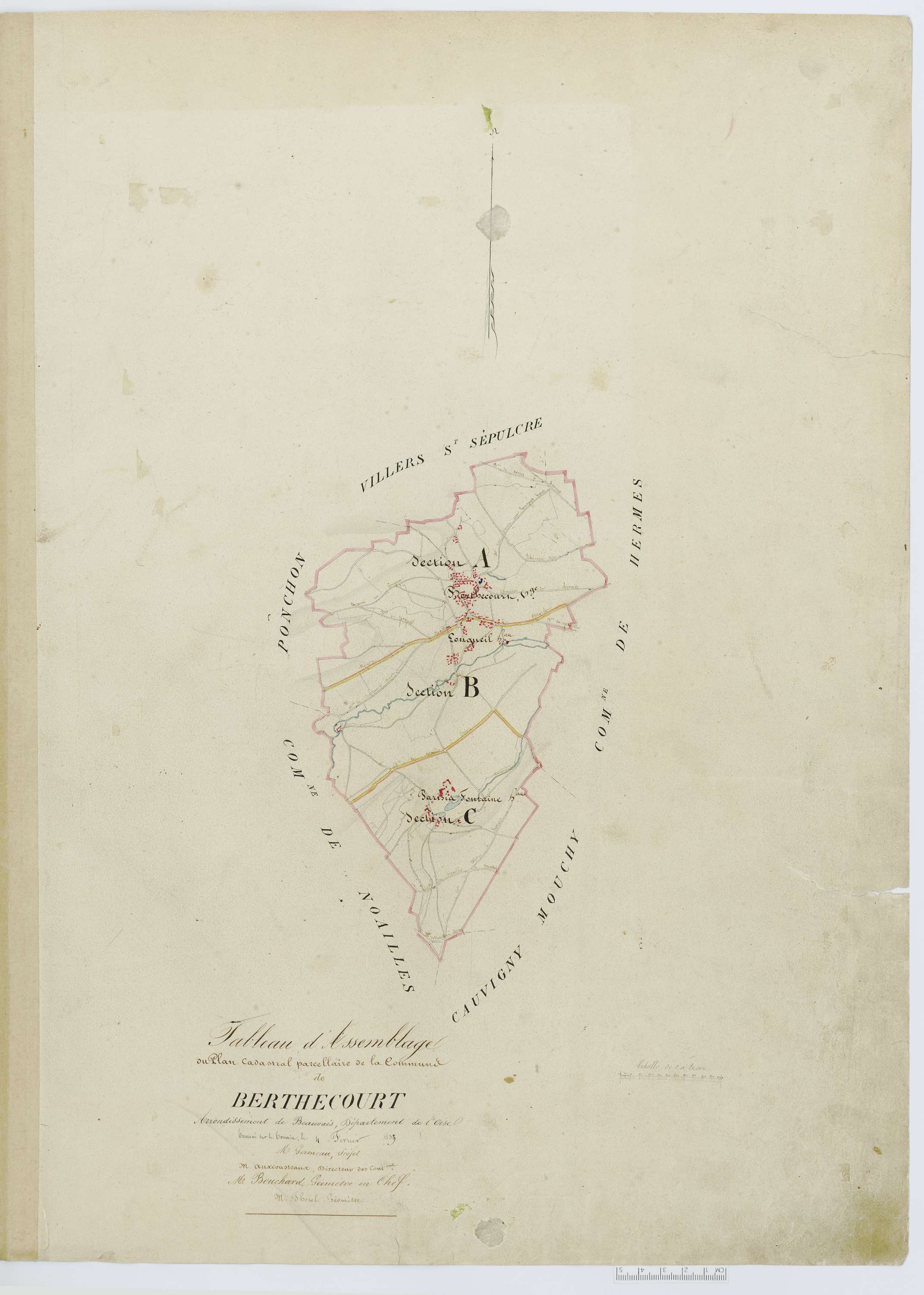 Berthecourt - Cadastre napoléonien, tableau d'assemblage