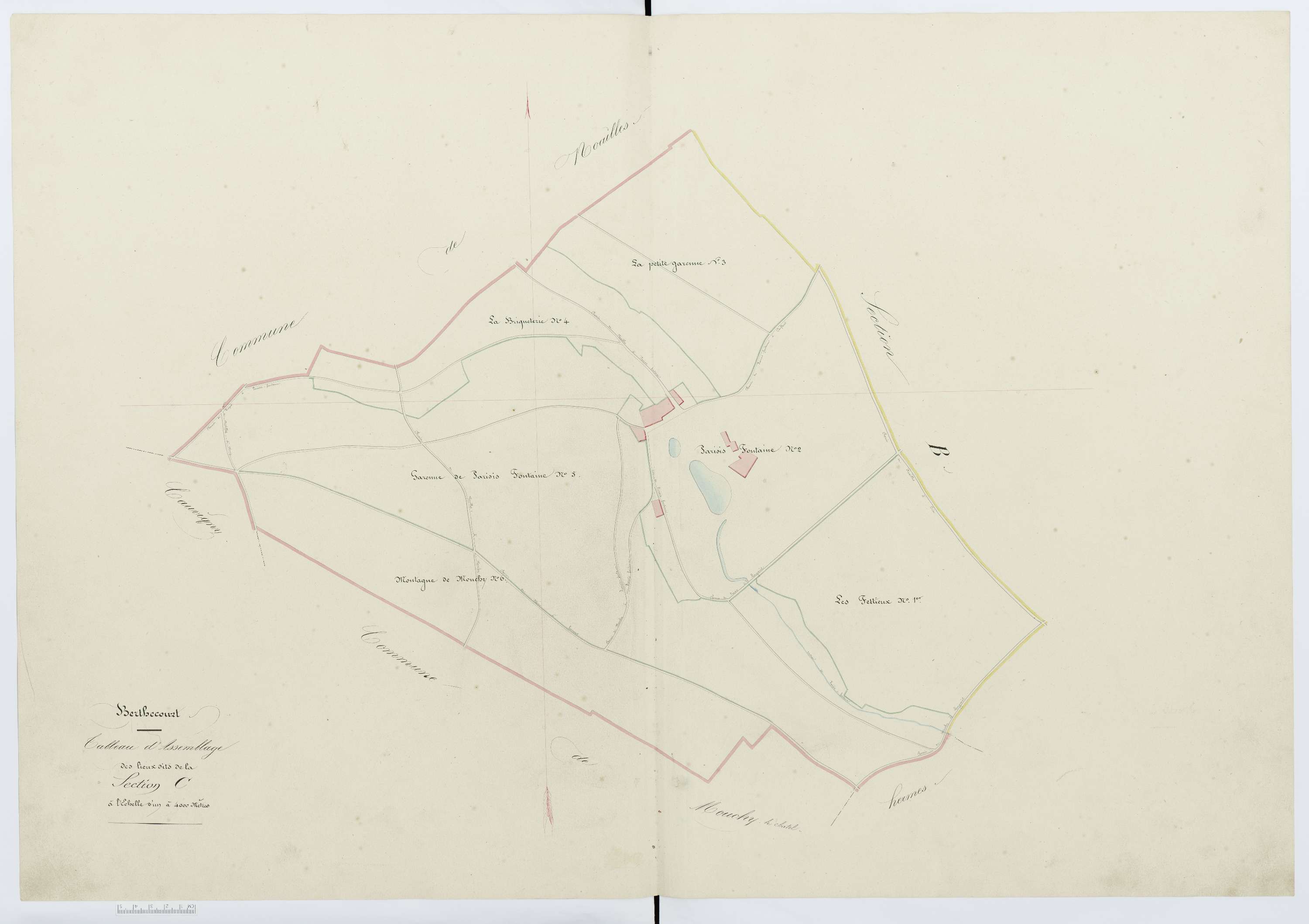 Berthecourt - Cadastre napoléonien, tableau d'assemblage de la section C
