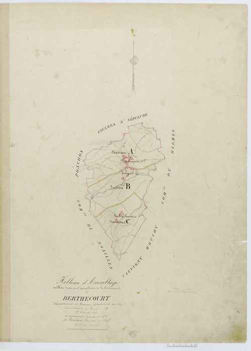 Berthecourt - Cadastre napoléonien, tableau d'assemblage
