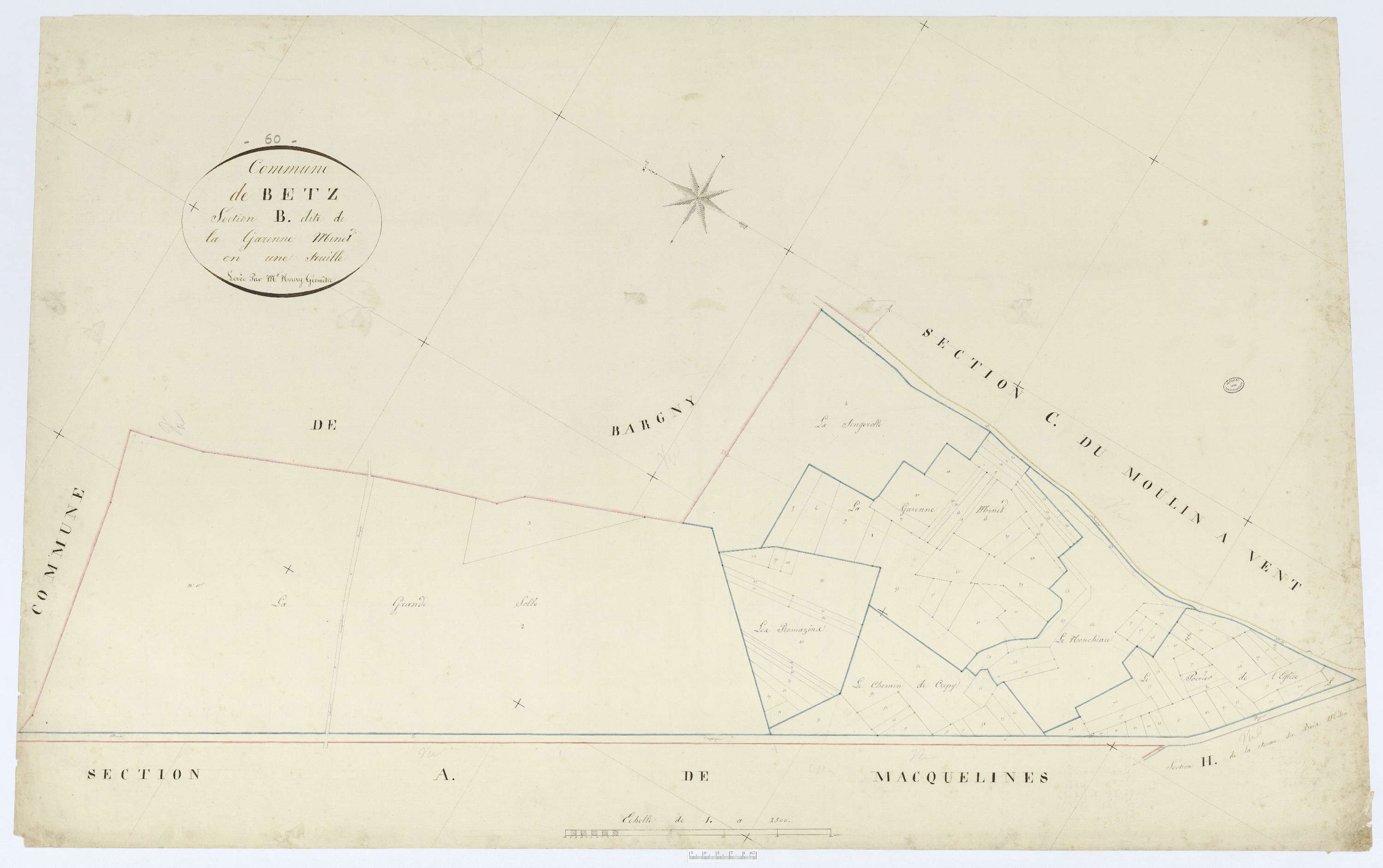 Betz - Cadastre napoléonien, section B, feuille unique
