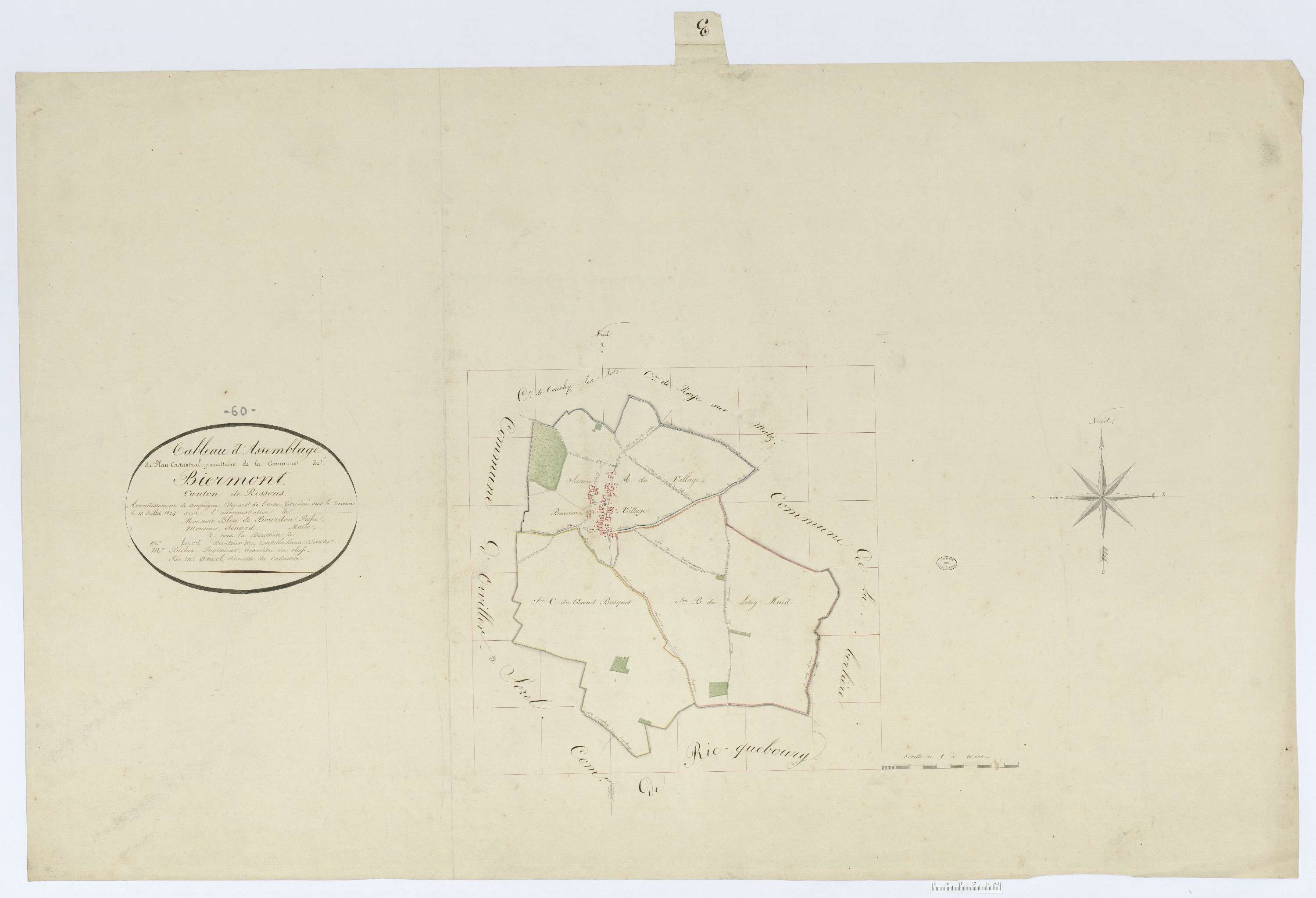 Biermont - Cadastre napoléonien, tableau d'assemblage