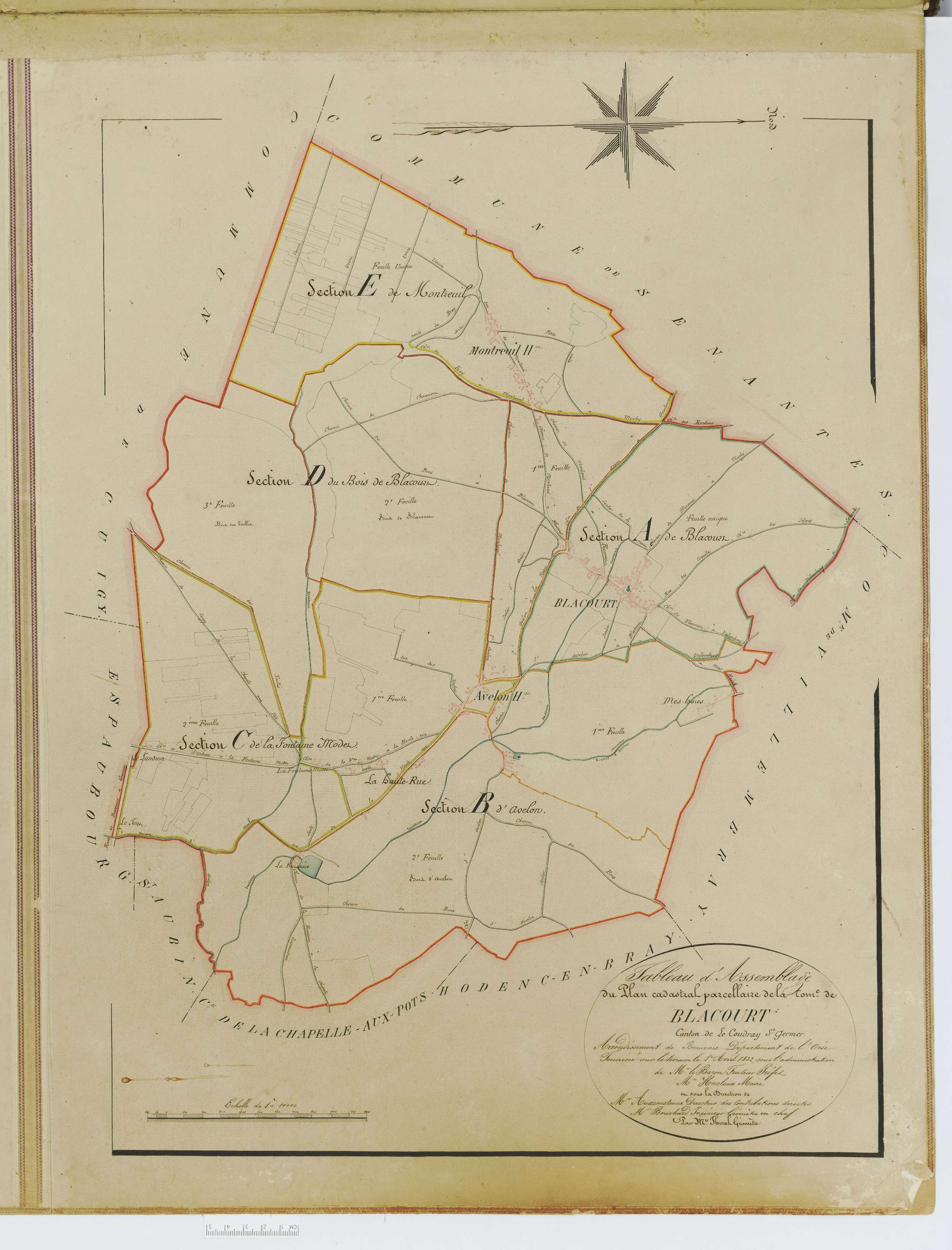 Blacourt - Cadastre napoléonien, tableau d'assemblage