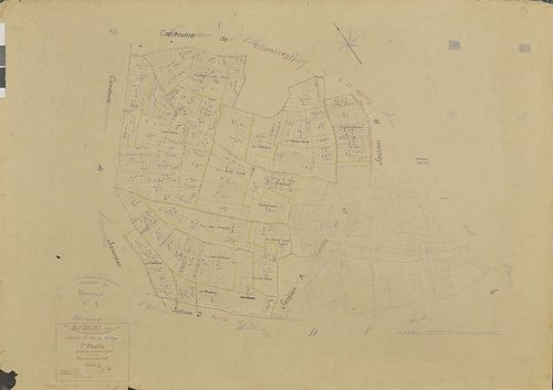 Blacourt - Cadastre rénové, section A, feuille 1, document de travail sur fond de cadastre napoléonien