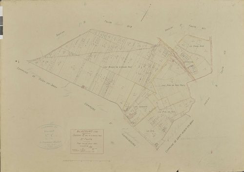 Blacourt - Cadastre rénové, section C, feuille 2, document de travail sur fond de cadastre napoléonien