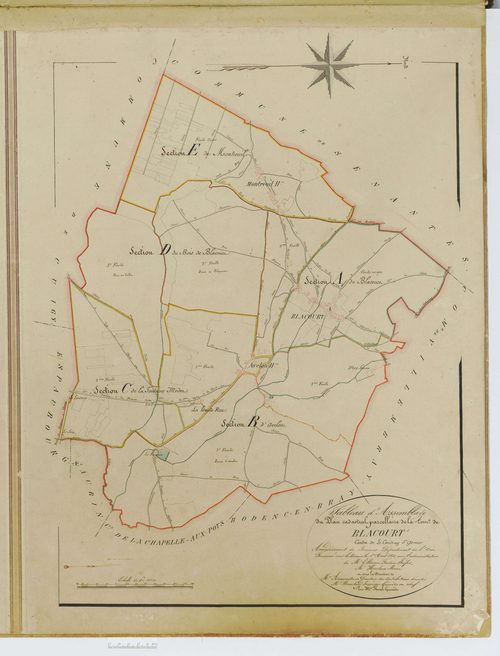 Blacourt - Cadastre napoléonien, tableau d'assemblage