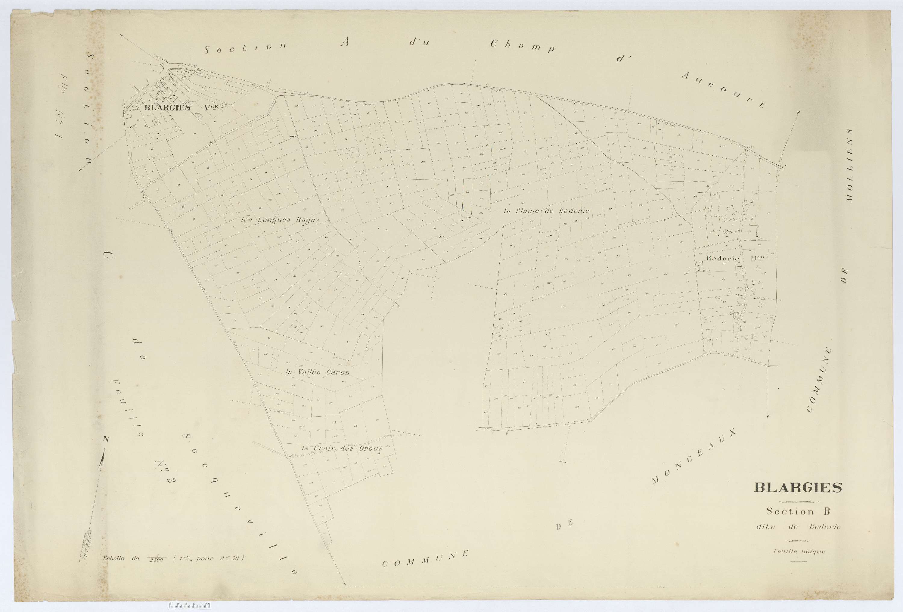 Blargies - Cadastre napoléonien (copie), section B, feuille unique
