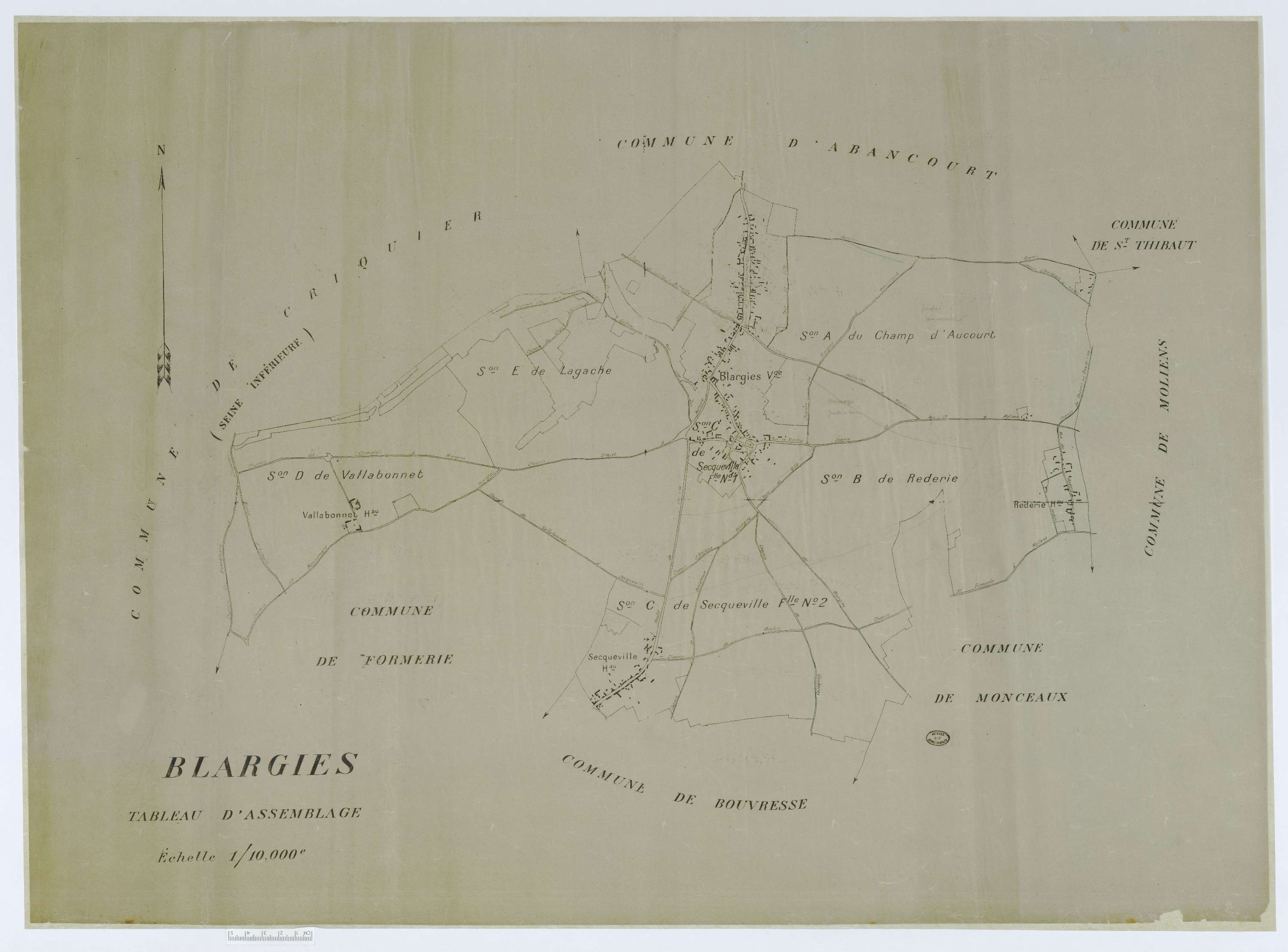 Blargies - Cadastre napoléonien (copie), tableau d'assemblage, copie calque