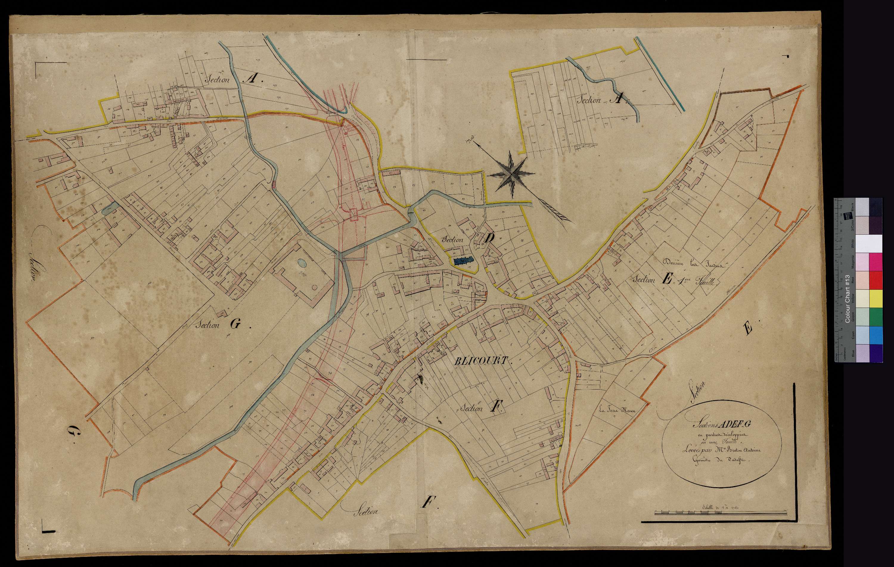 Blicourt - Cadastre napoléonien, sections A, D, E, F et G en parie développées