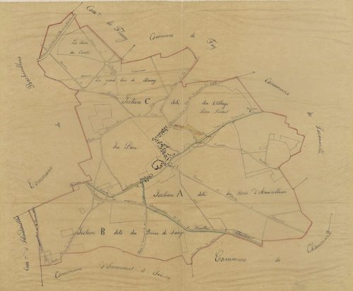 Boissy-le-Bois - Cadastre napoléonien, copie calque du tableau d'assemblage