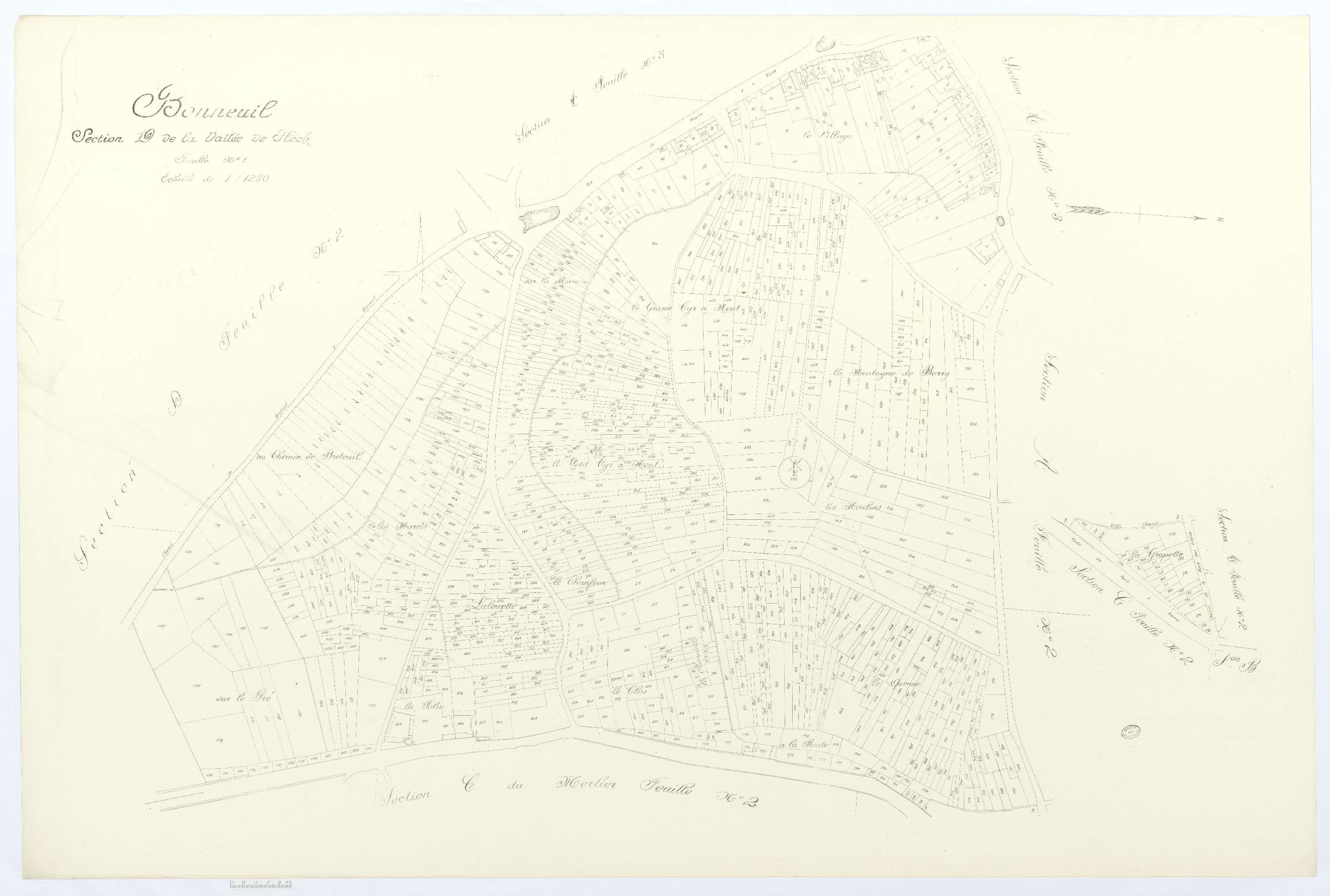 Bonneuil-les-Eaux - Cadastre napoléonien (copie), section D1