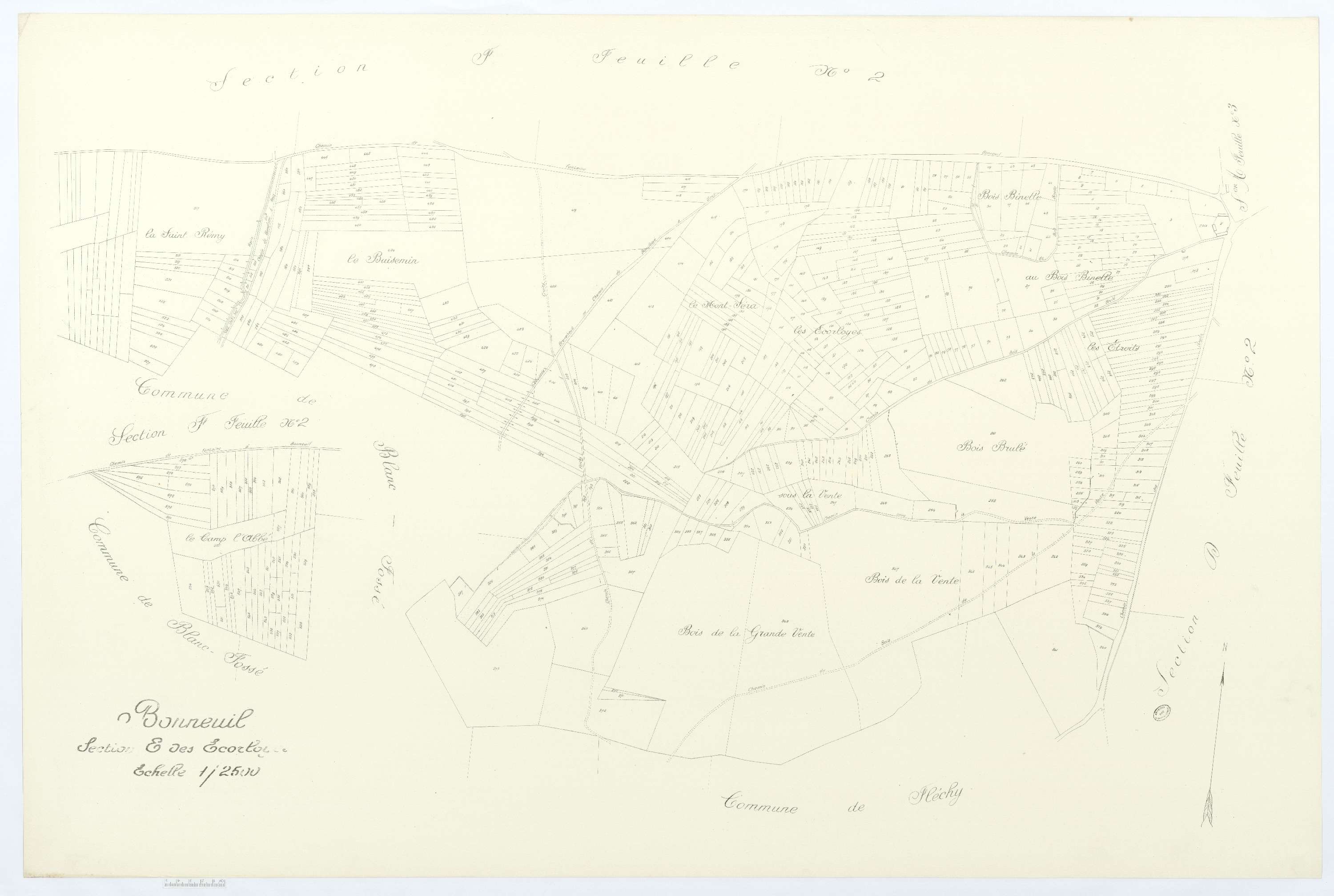 Bonneuil-les-Eaux - Cadastre napoléonien (copie), section E, feuille unique