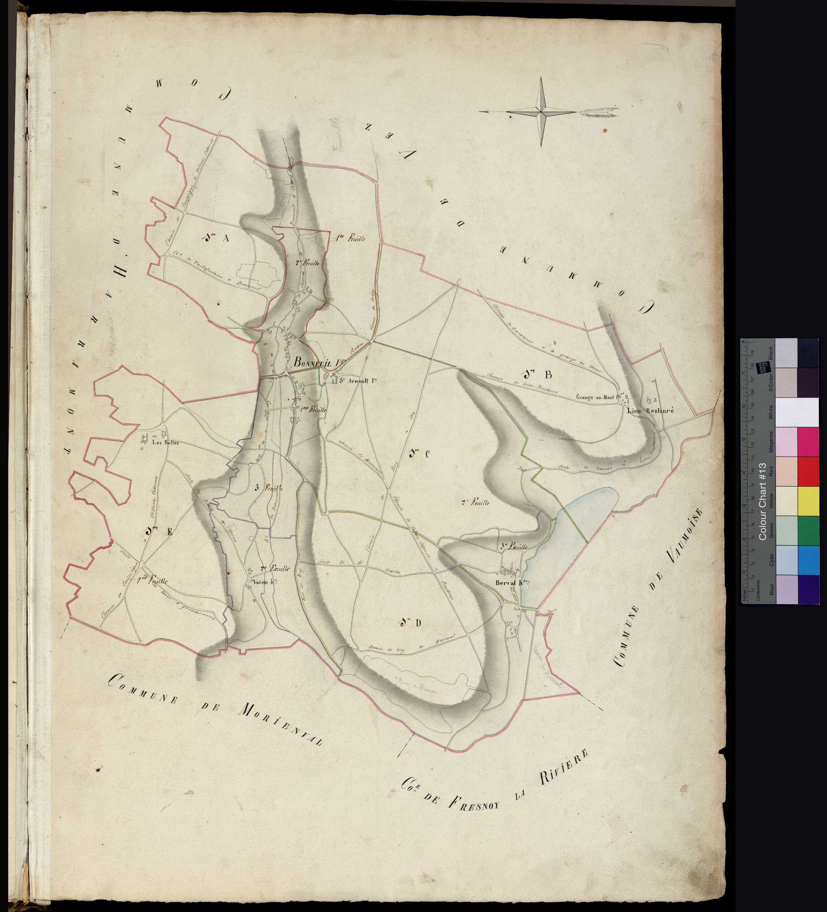 Bonneuil-en-Valois - Cadastre napoléonien, tableau d'assemblage