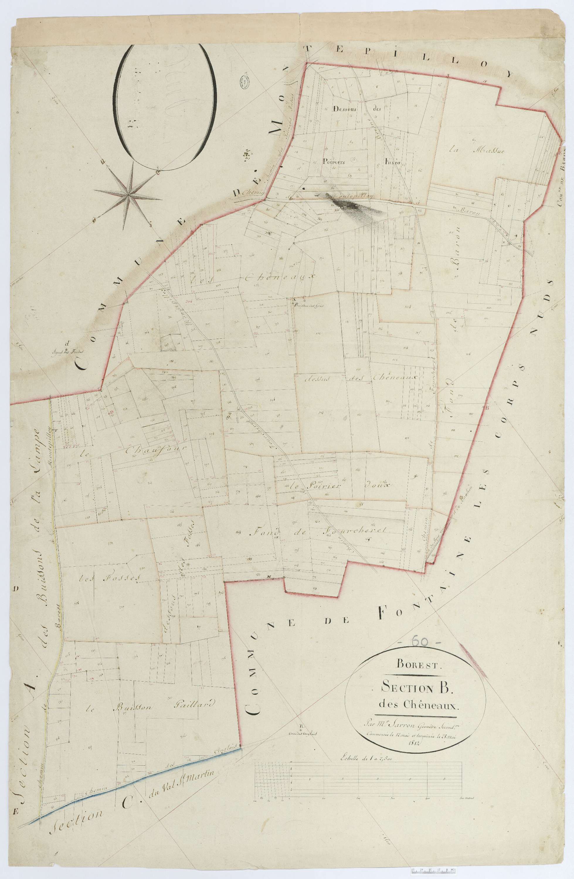 Borest - Cadastre napoléonien, section B, feuille unique