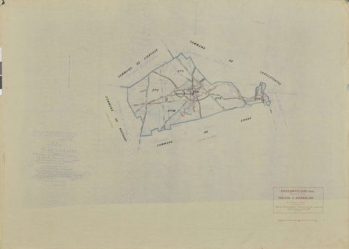 Bouconvillers - Cadastre rénové, tableau d'assemblage, document de travail sur fond de cadastre napoléonien