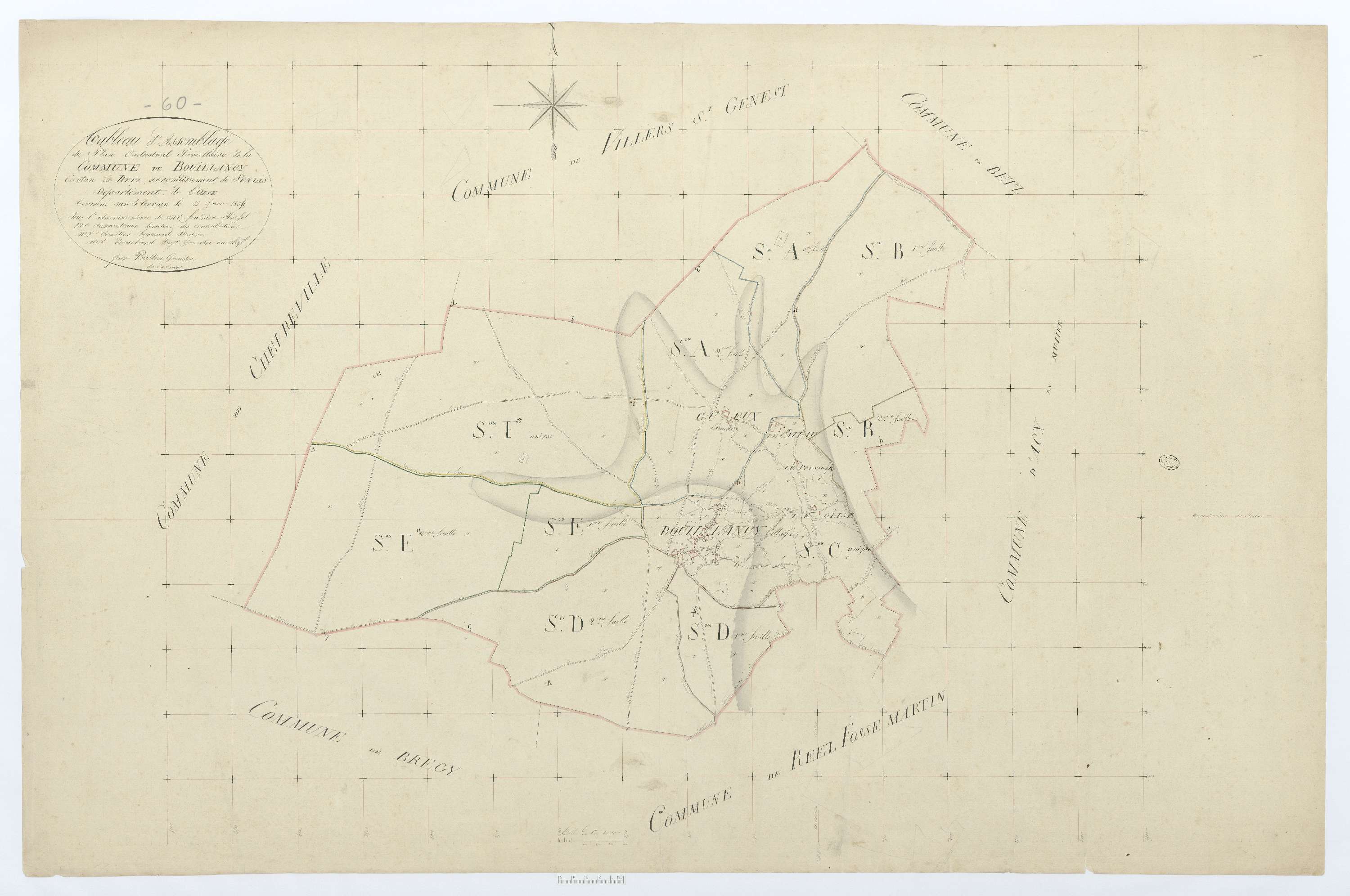 Bouillancy - Cadastre napoléonien, tableau d'assemblage