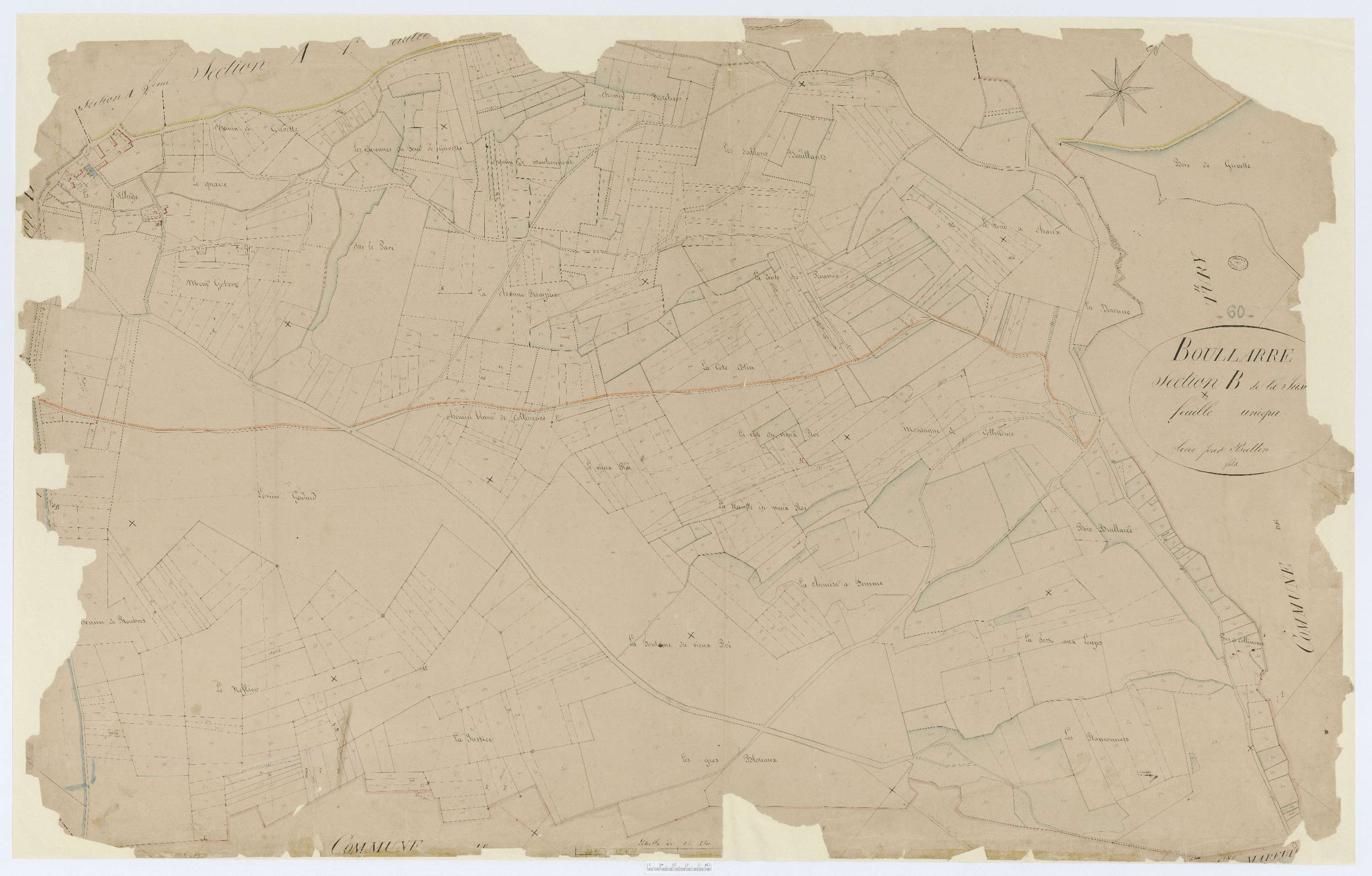 Boullarre - Cadastre napoléonien, section B, feuille unique
