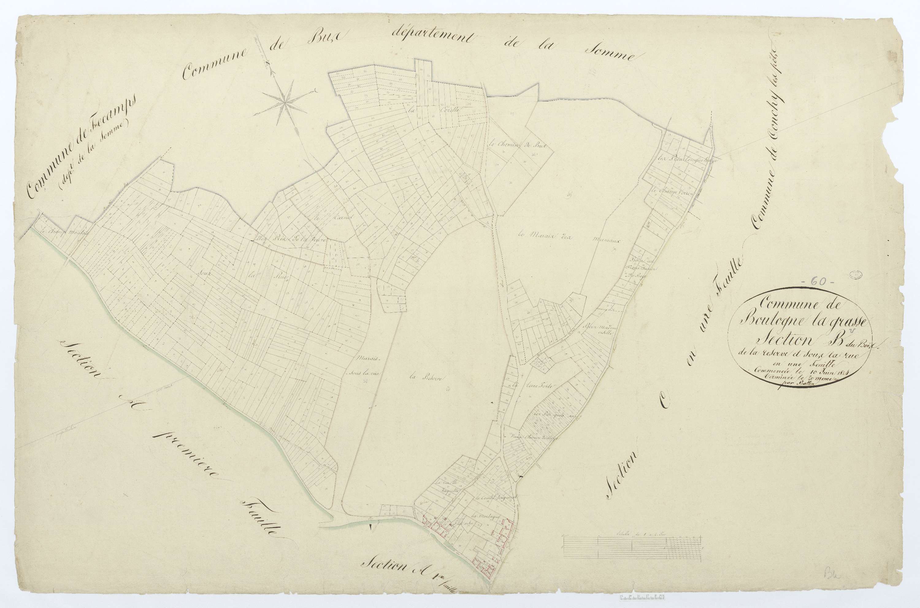 Boulogne-la-Grasse - Cadastre napoléonien, section B, feuille unique
